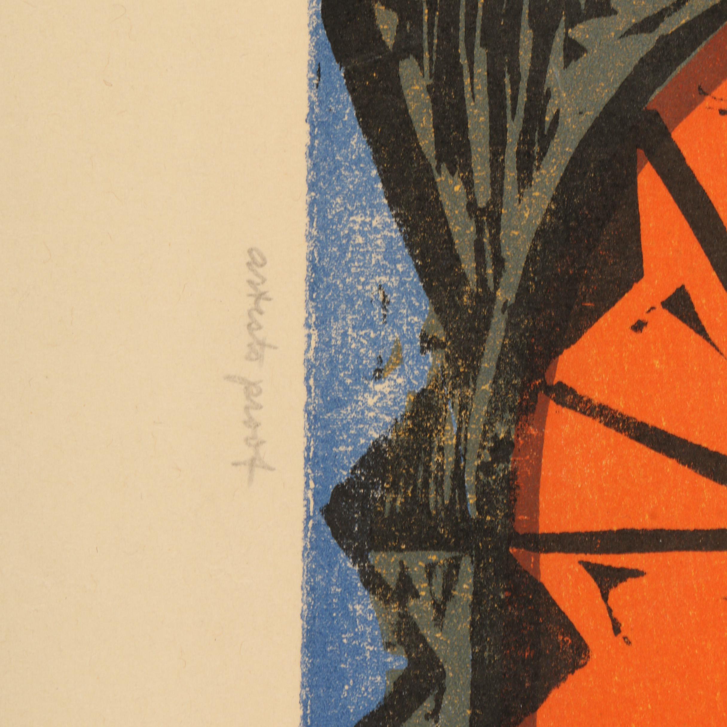 Irving Amen Artist's Proof Color Woodcut "The Heart is a Garden"