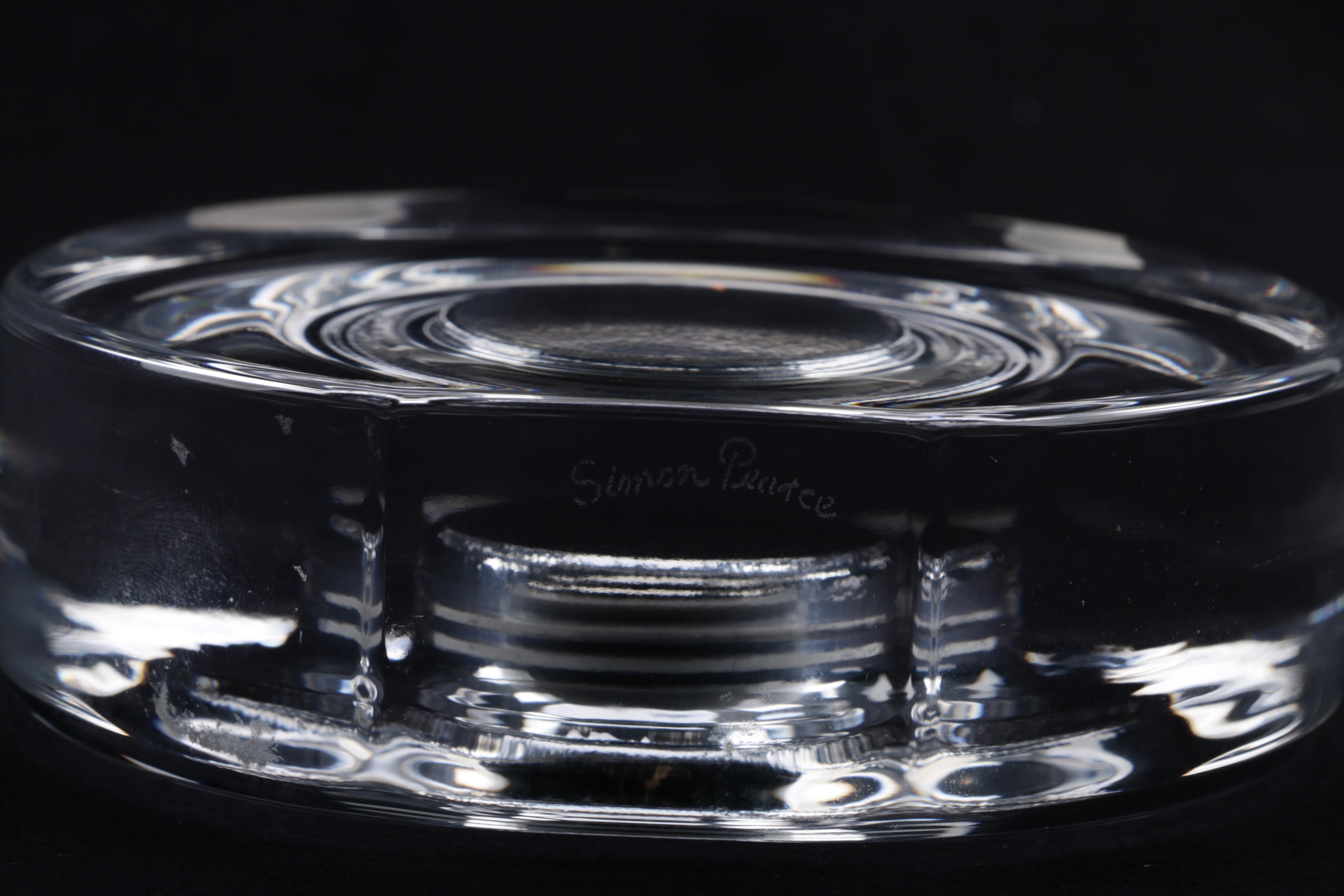 Simon Pearce "Meriden" and "Woodbury" Hand-Blown Glass Desk Clocks