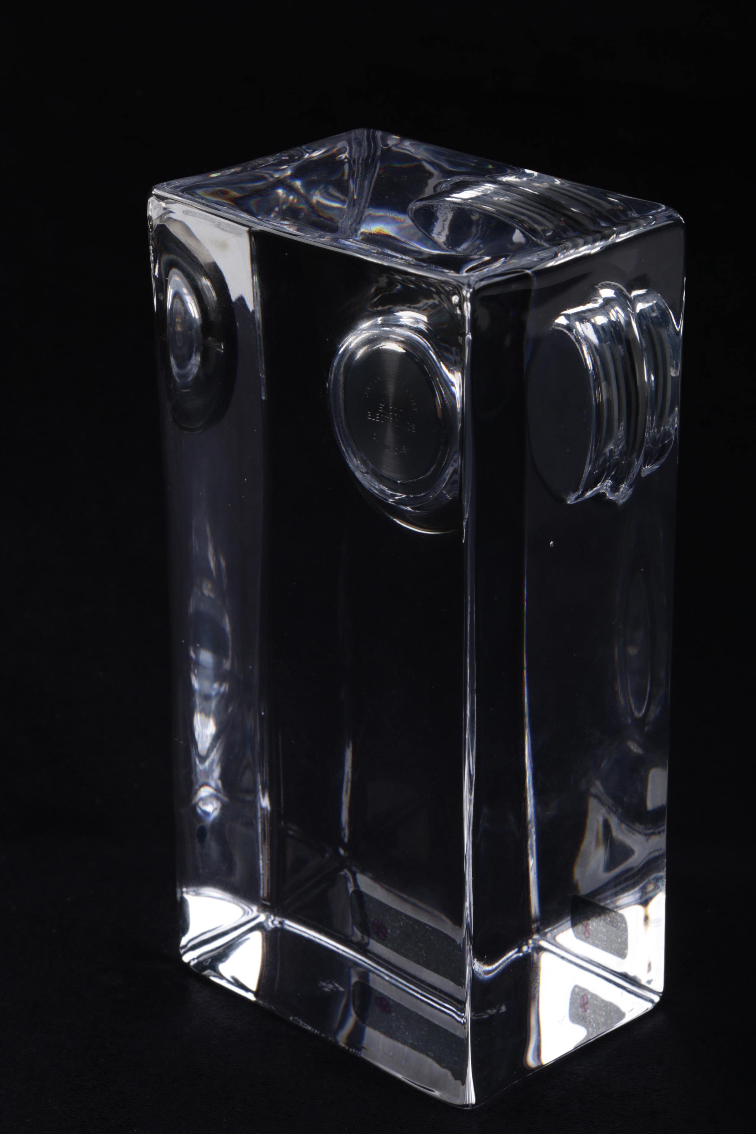Simon Pearce "Meriden" and "Woodbury" Hand-Blown Glass Desk Clocks