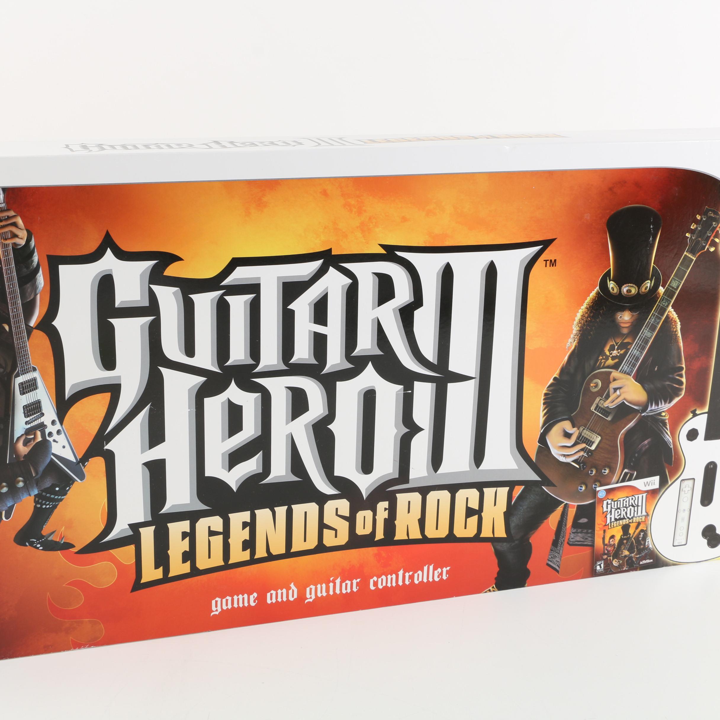Wii Balance Board and "Guitar Hero III: Legends of Rock" Game with Guitar