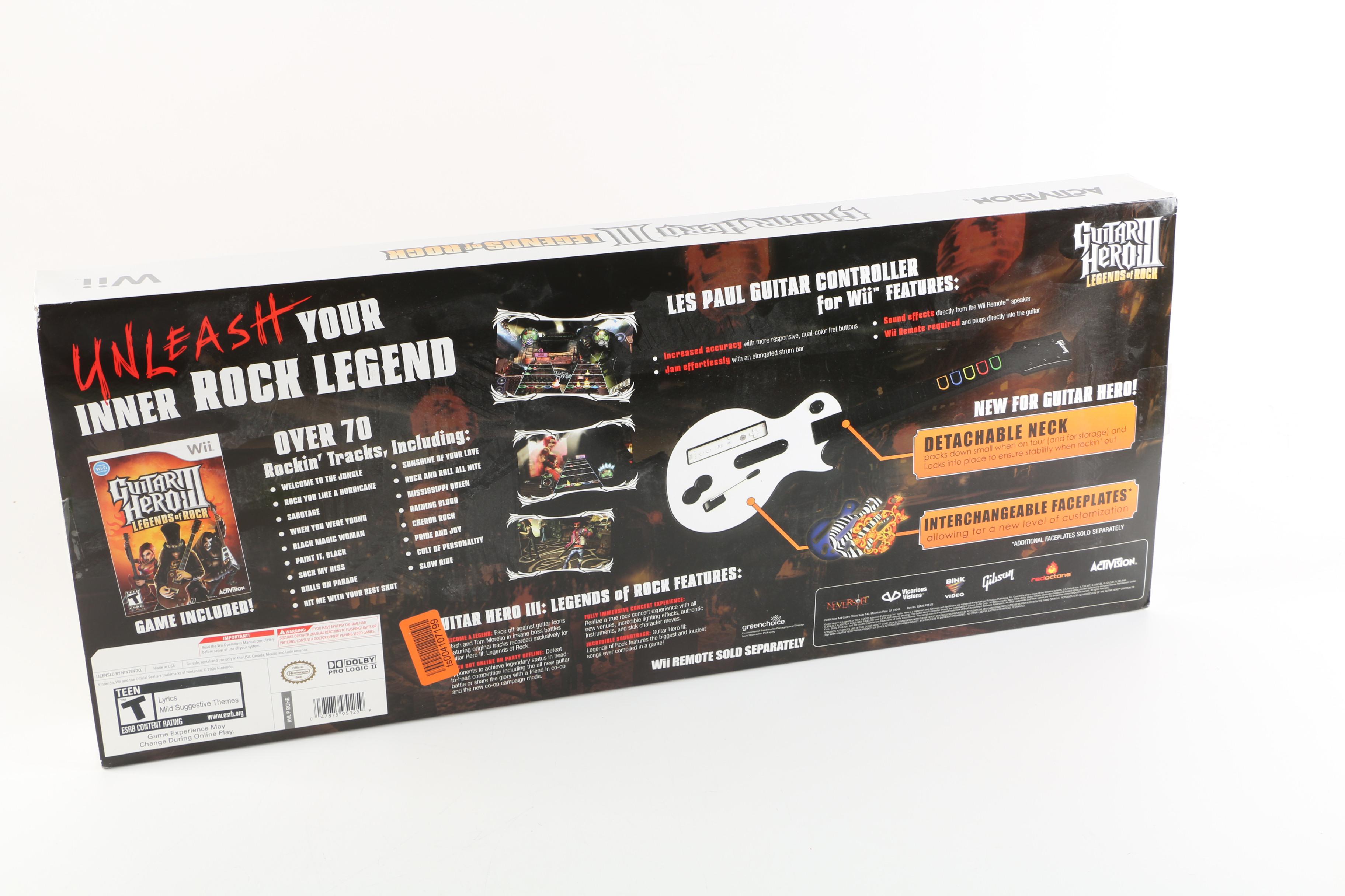 Wii Balance Board and "Guitar Hero III: Legends of Rock" Game with Guitar