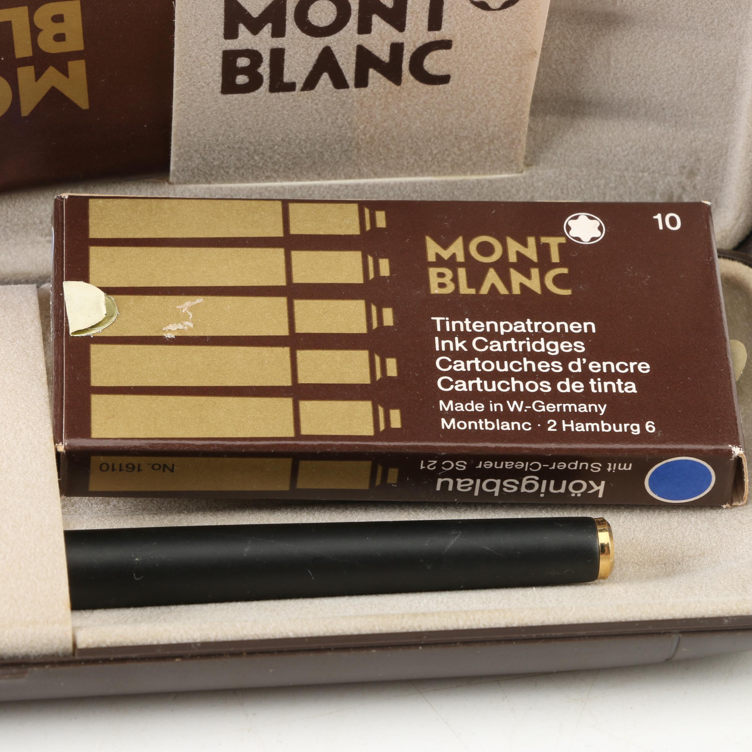 Montblanc "Noblesse" Slim Line Fountain Pen, Ink Cartridges and Case