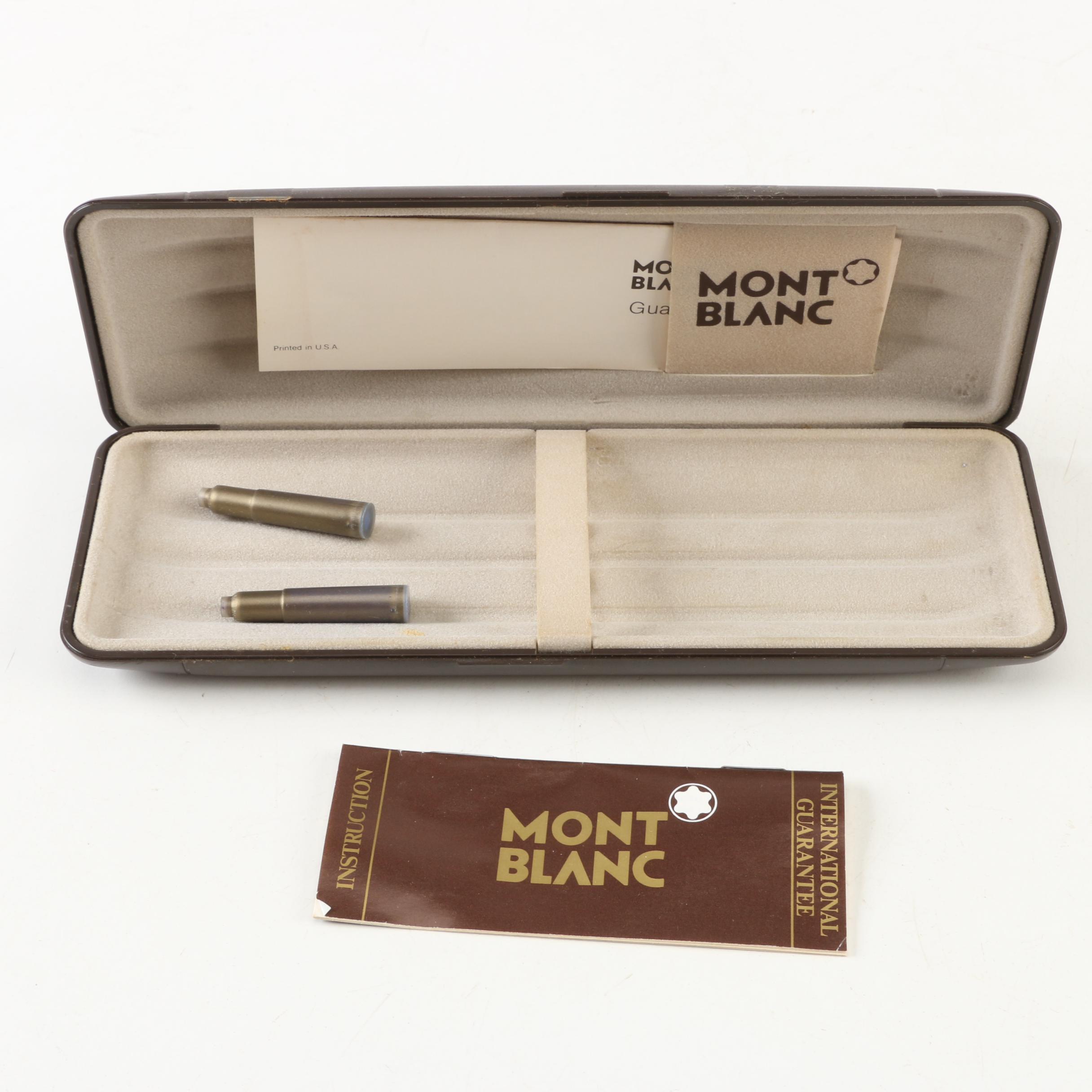Montblanc "Noblesse" Slim Line Fountain Pen, Ink Cartridges and Case