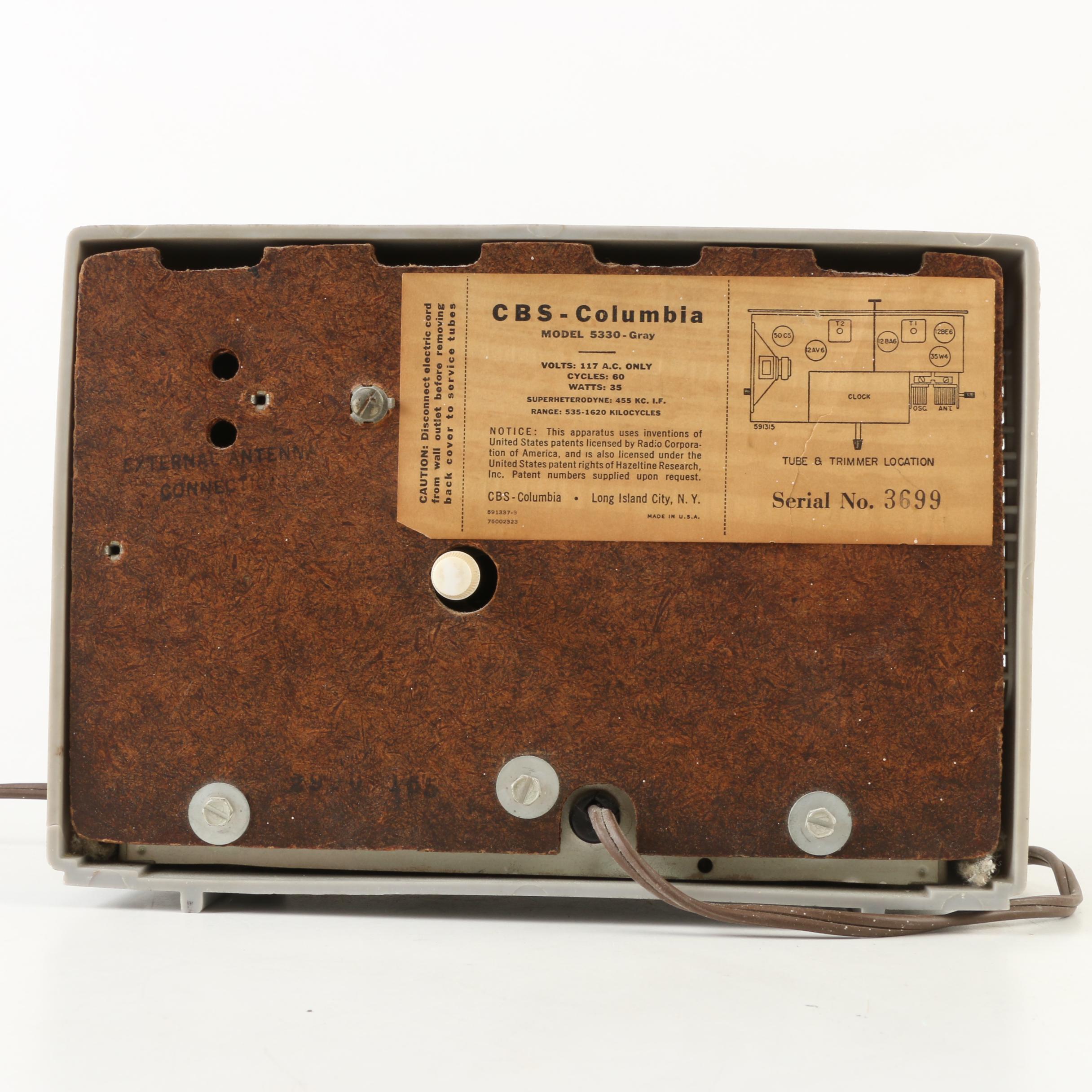 Mid-Century Telechron "CBS-Columbia" Clock Radio