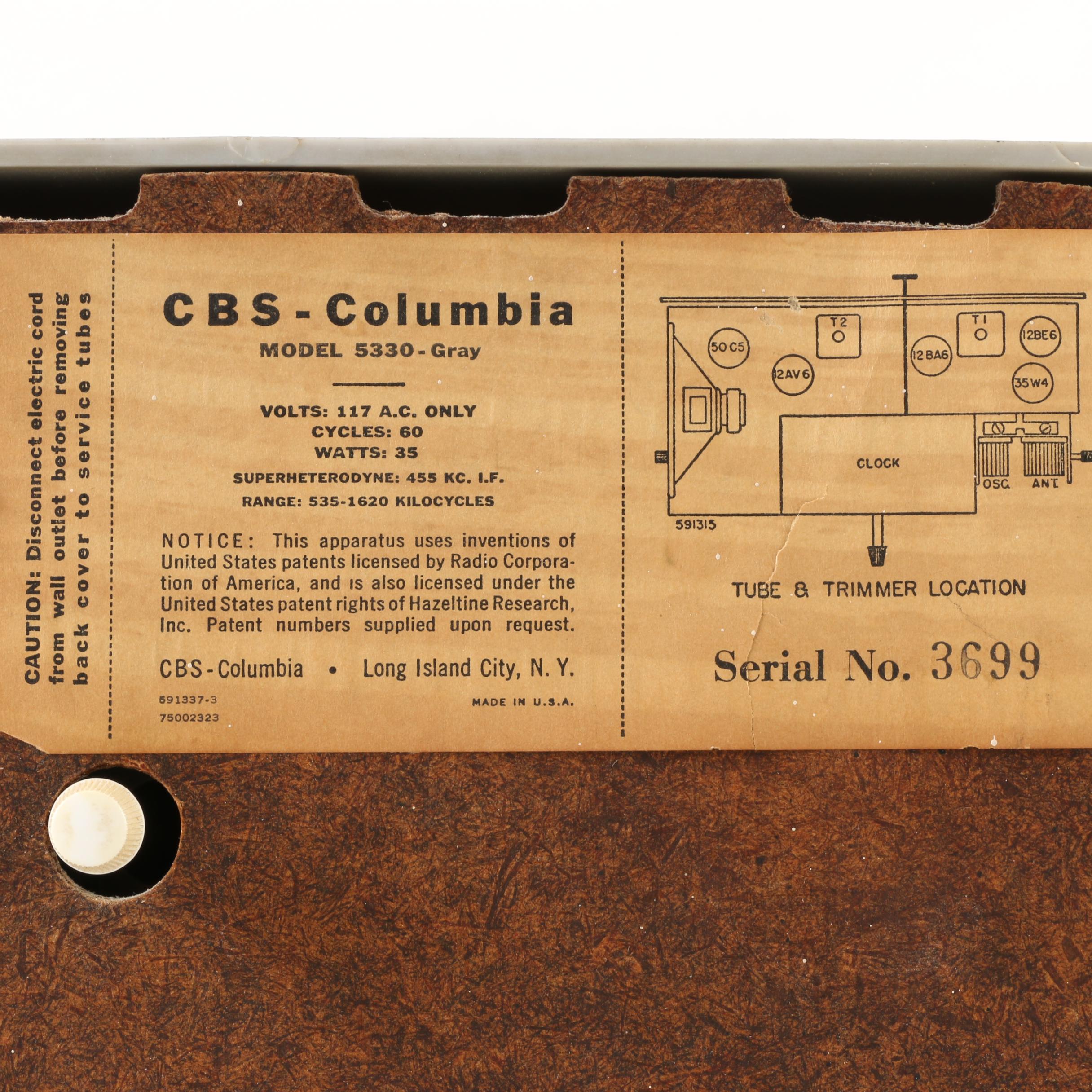 Mid-Century Telechron "CBS-Columbia" Clock Radio