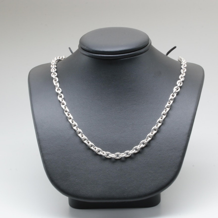 Sterling Silver Rolo Link Chain Necklace