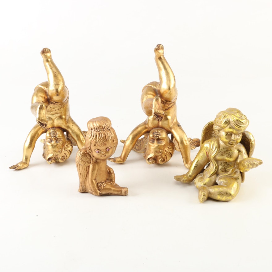 Gold Tone Cherub Figurines