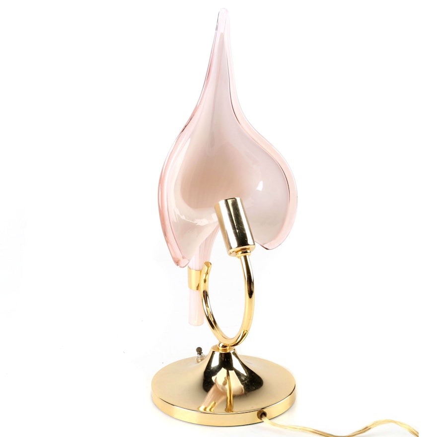 Calla Lily Glass and Metal Desk Lamp