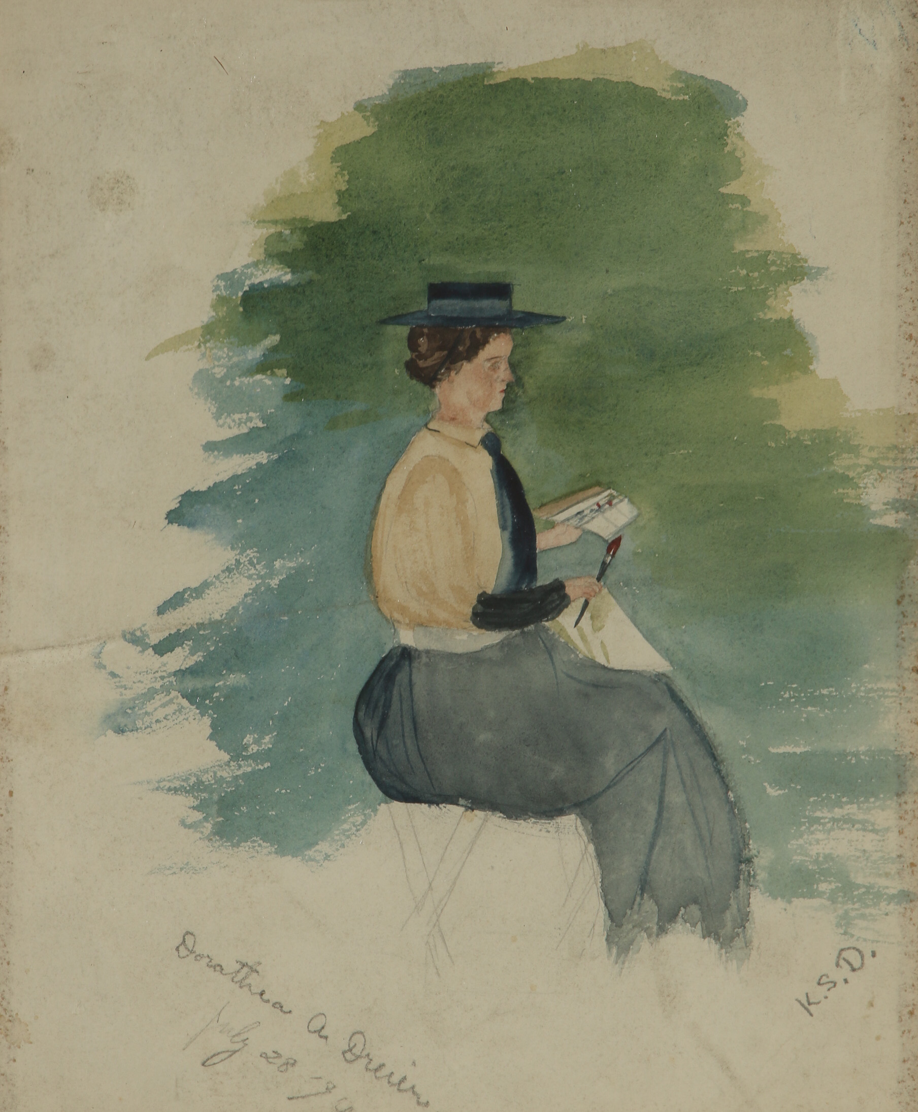 Early 20th Century Watercolor Painting "Dorothea A. Dreier"