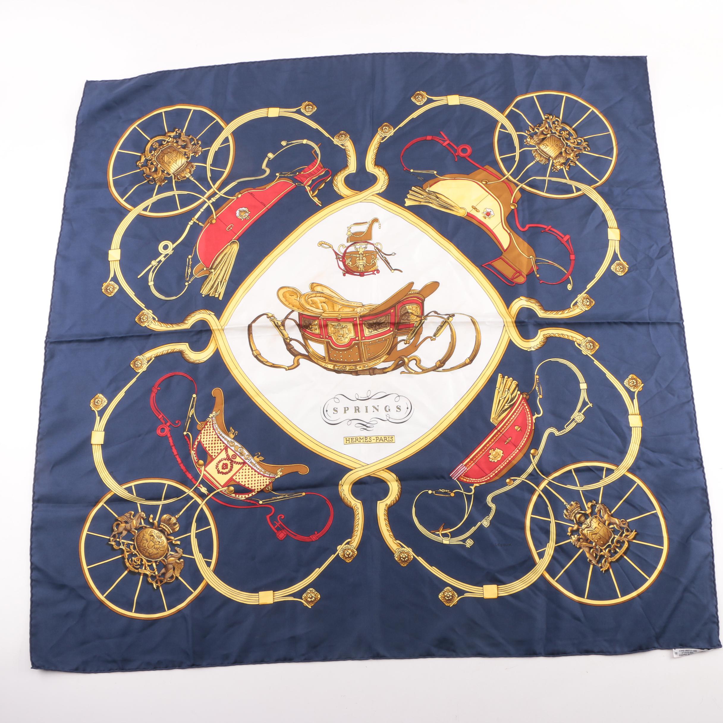 1970s Vintage Hermès of Paris "Springs" Silk Scarf