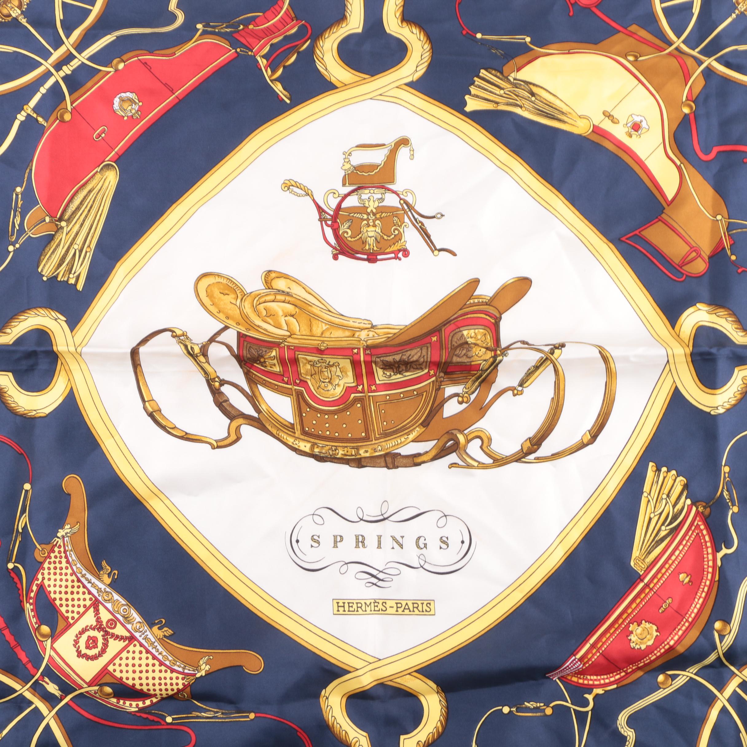 1970s Vintage Hermès of Paris "Springs" Silk Scarf