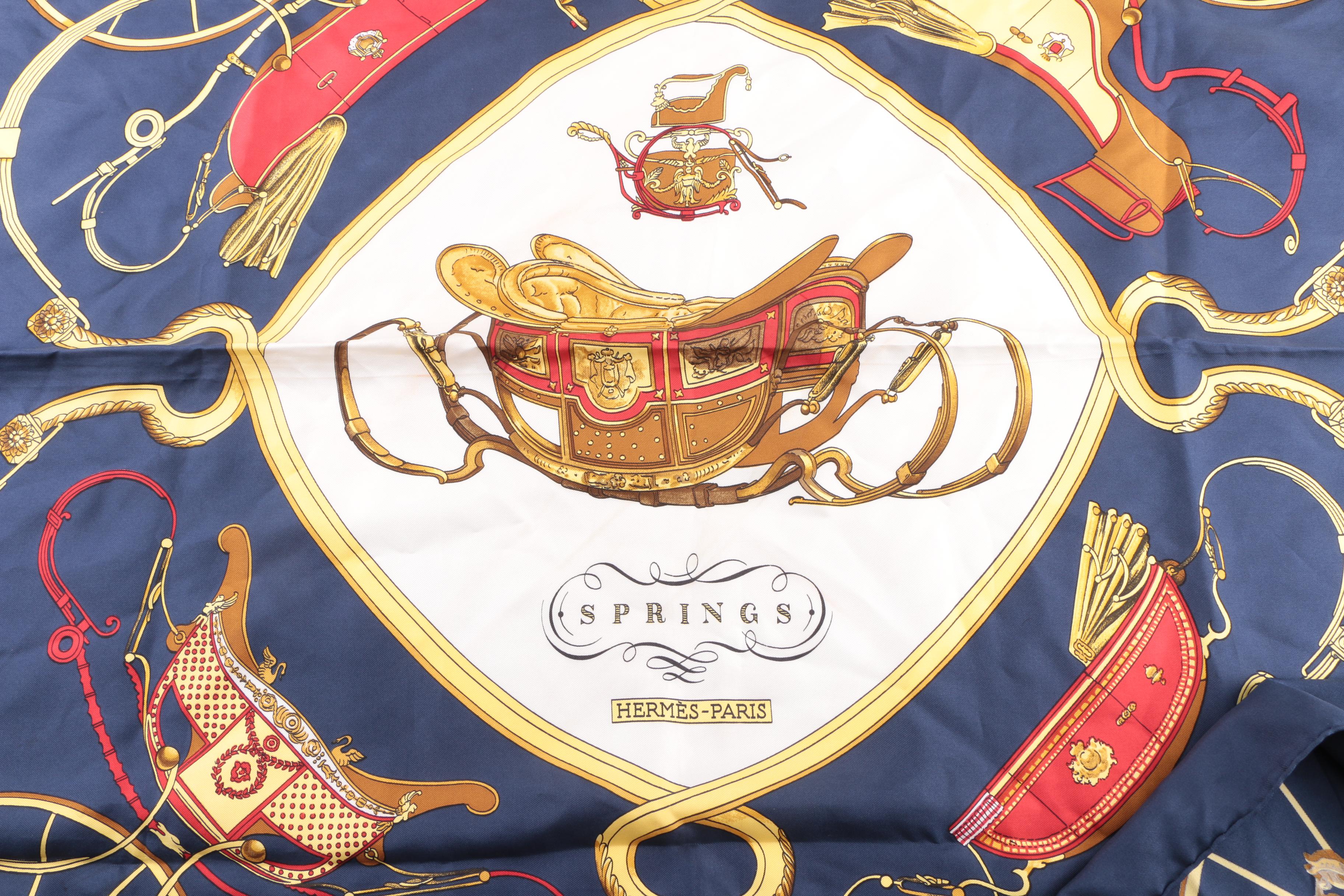 1970s Vintage Hermès of Paris "Springs" Silk Scarf