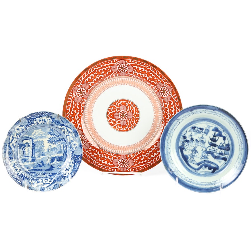 Decorative Plates Including Chinese Export, Spode and George Briard