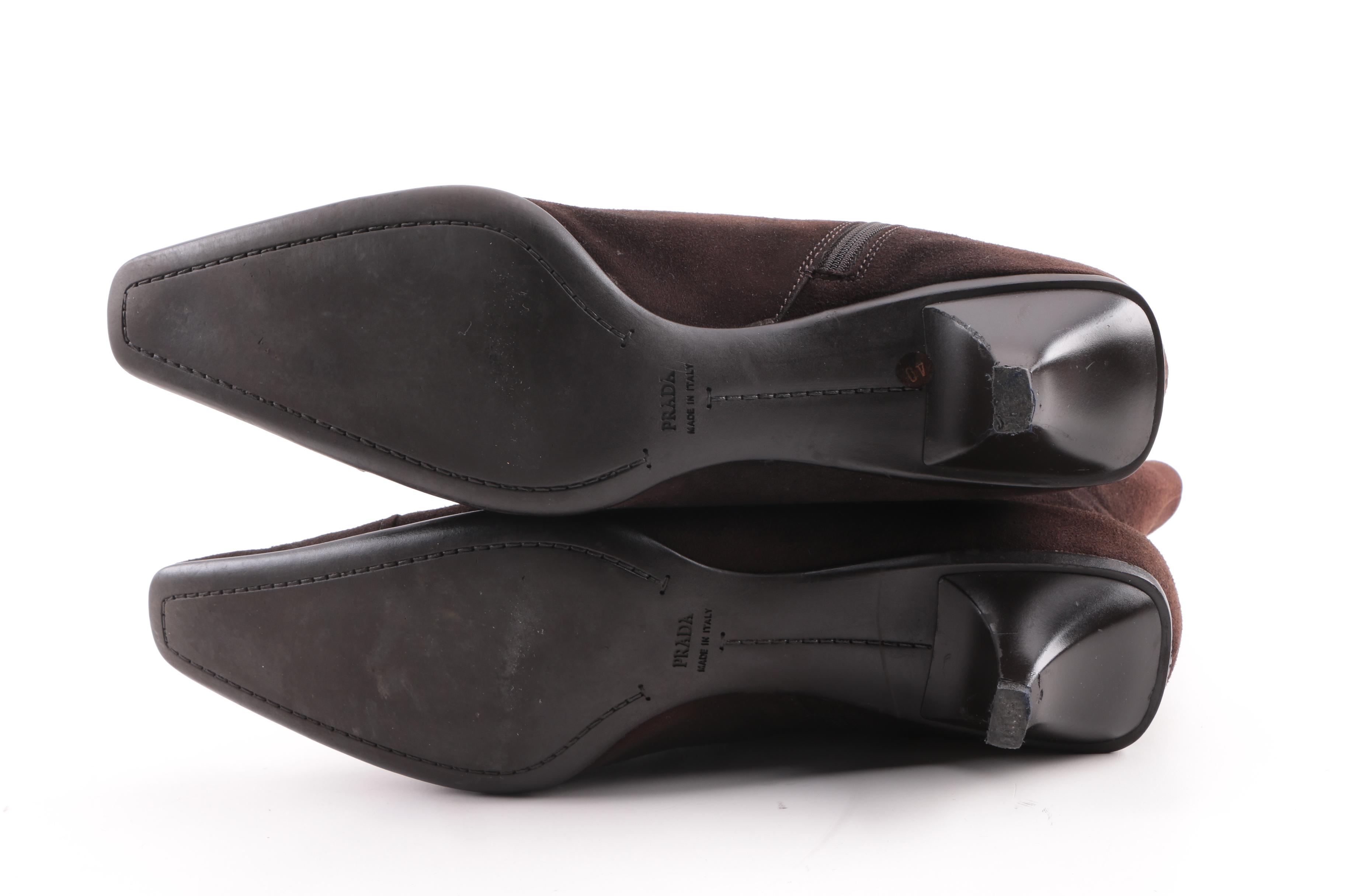 Women's Prada Brown Suede Ankle Booties