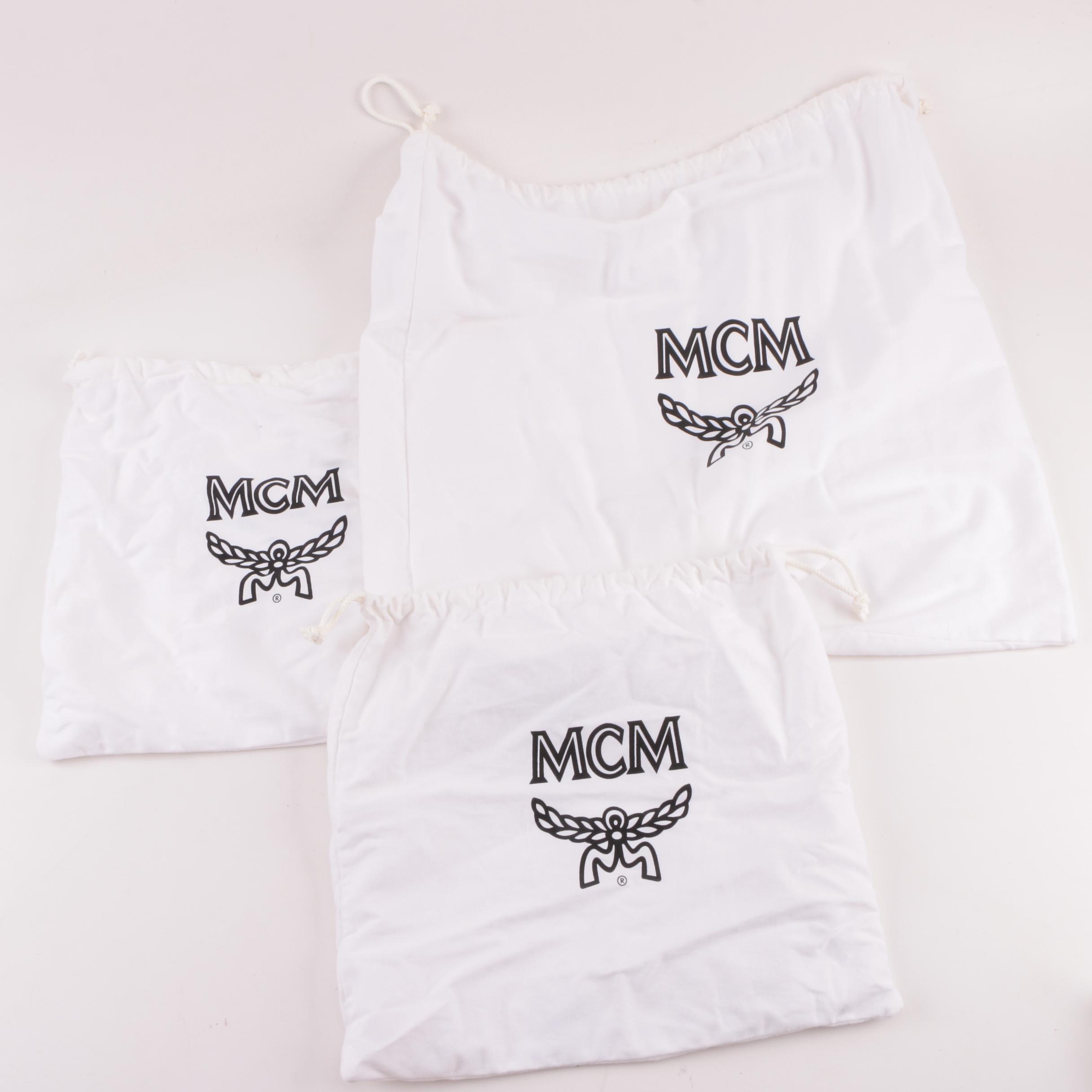 MCM Cognac Visetos Logo Print Coated Canvas Tote Bag, Shoulder Bag and Wristlet