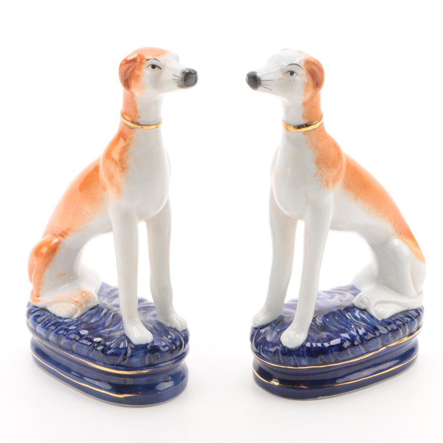 Staffordshire Style Porcelain Whippet Figurines