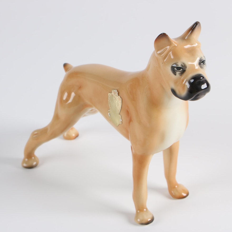 Mid-Century Boxer Dog Porcelain Figurine