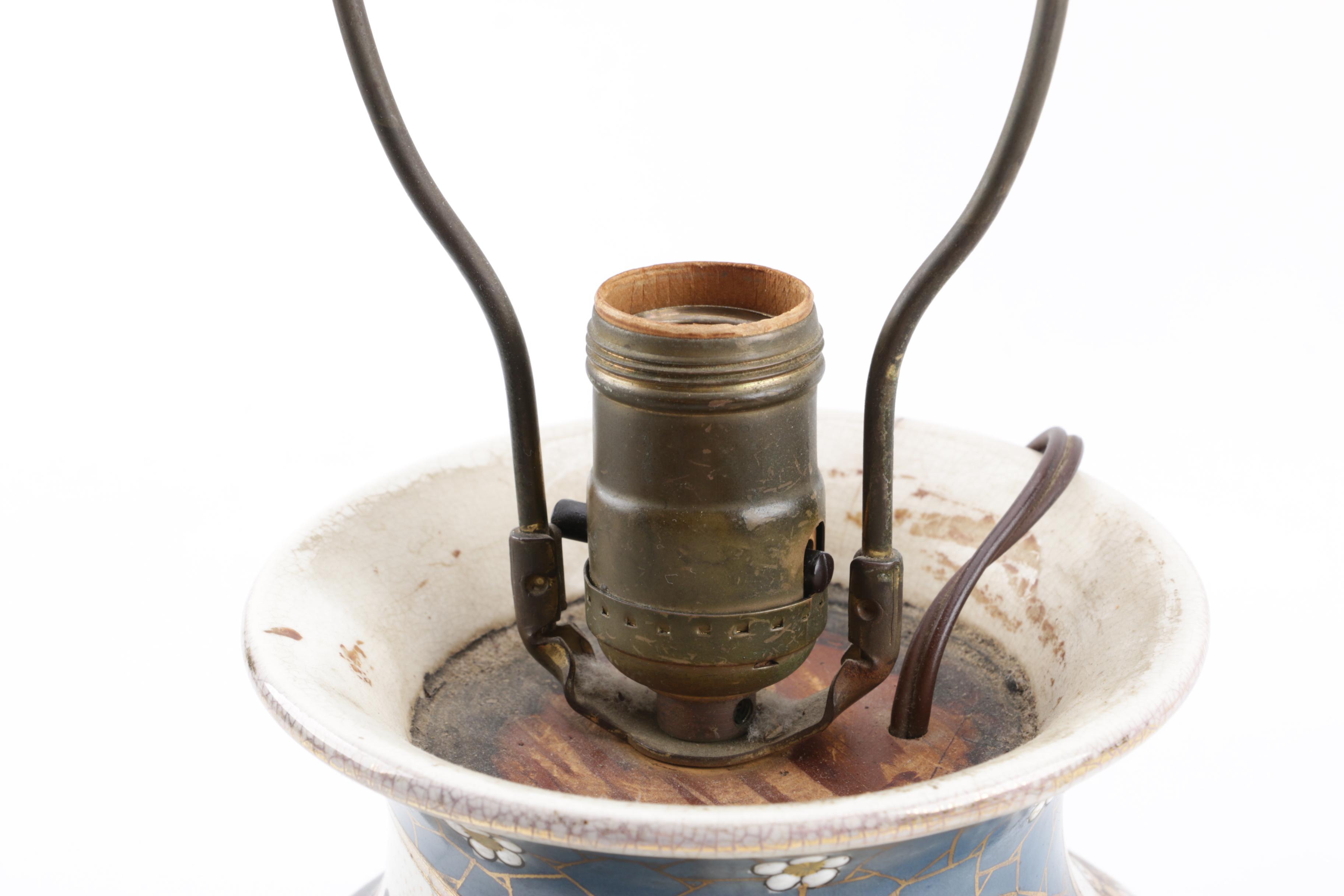 Vintage Hand-Painted Japanese Satsuma Ware Repurposed Vase Lamp