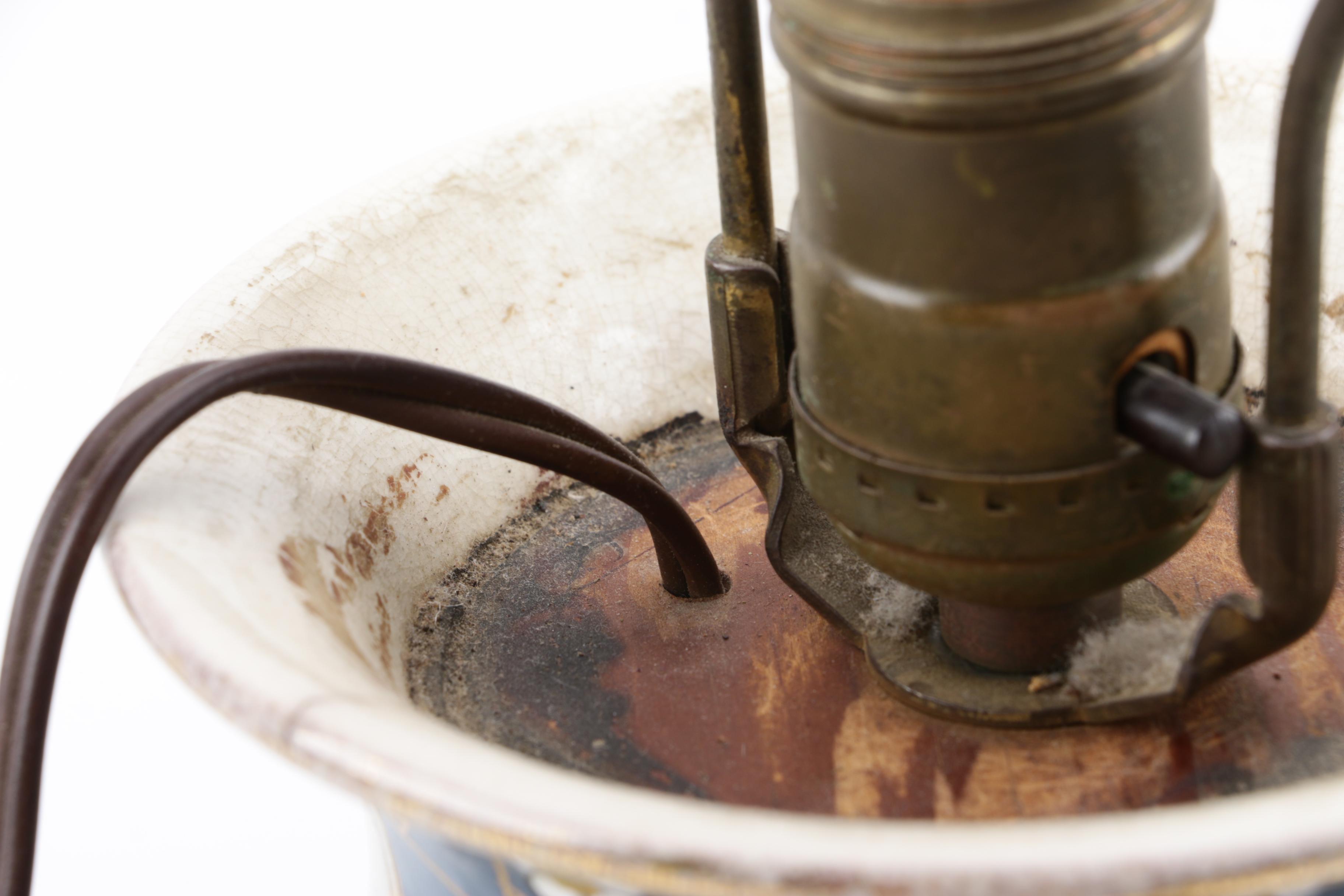 Vintage Hand-Painted Japanese Satsuma Ware Repurposed Vase Lamp