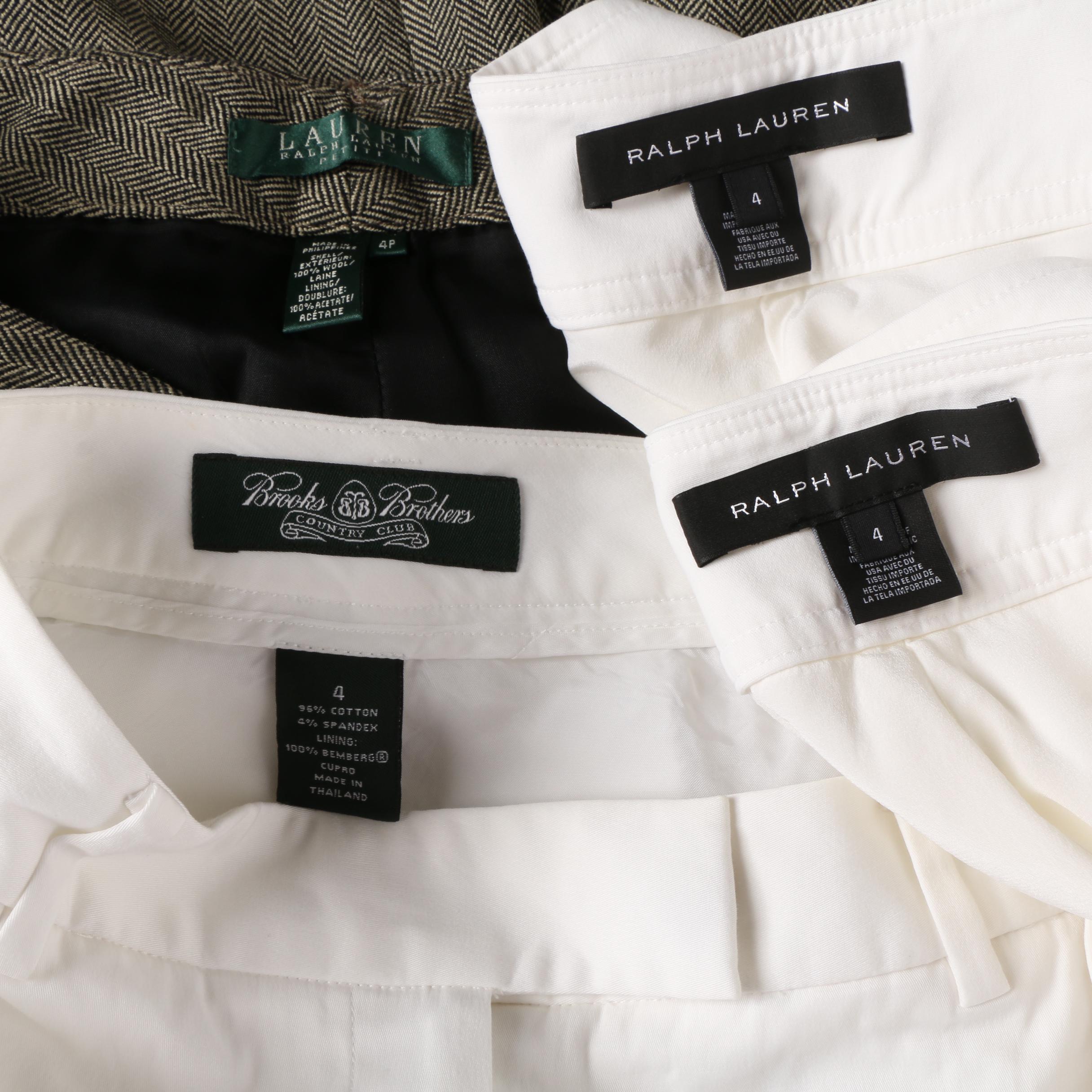 Ralph Lauren and Brooks Brothers White Pants with Lauren Herringbone Trousers