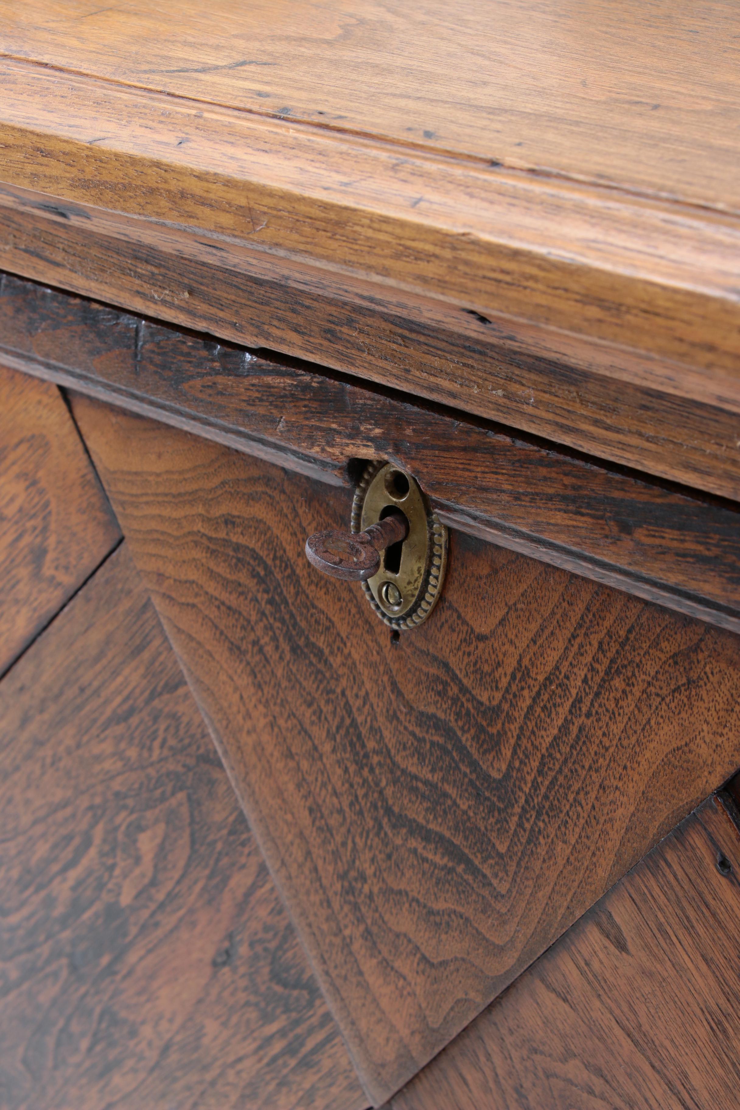 Antique Walnut Butler's Desk with Chest of Drawers