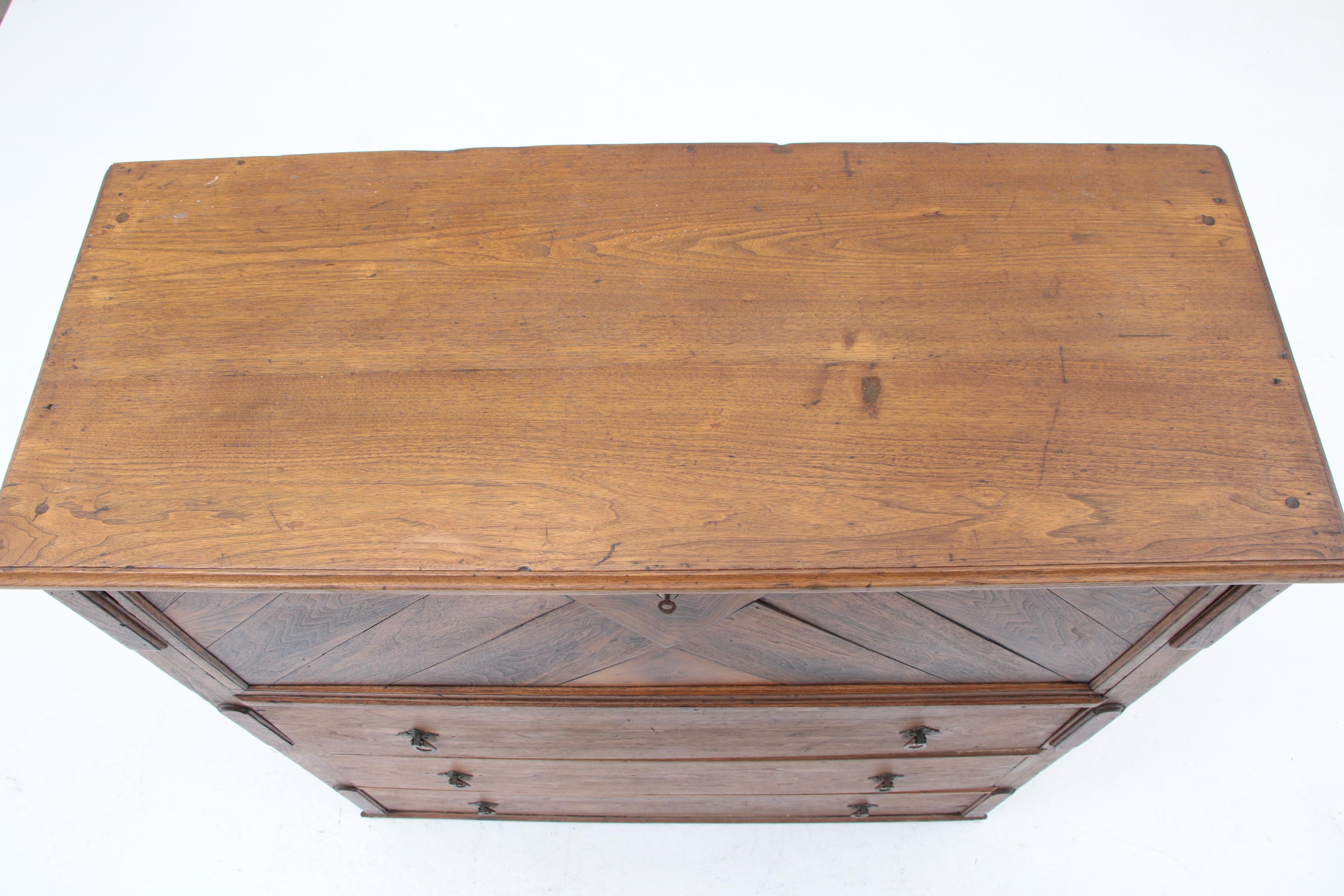 Antique Walnut Butler's Desk with Chest of Drawers