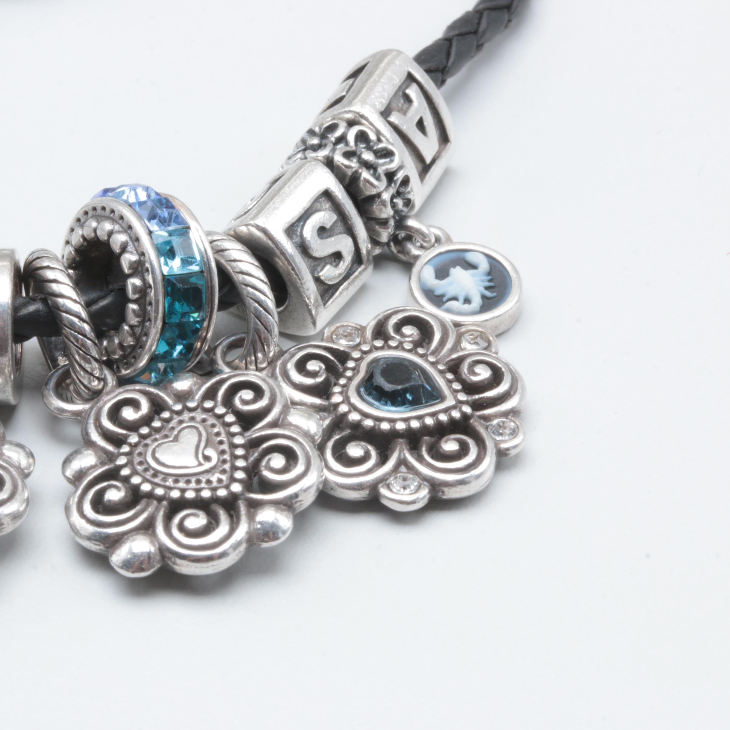 Pandora Sterling Silver and Costume Cubic Zirconia, Enamel and Onyx Bracelet