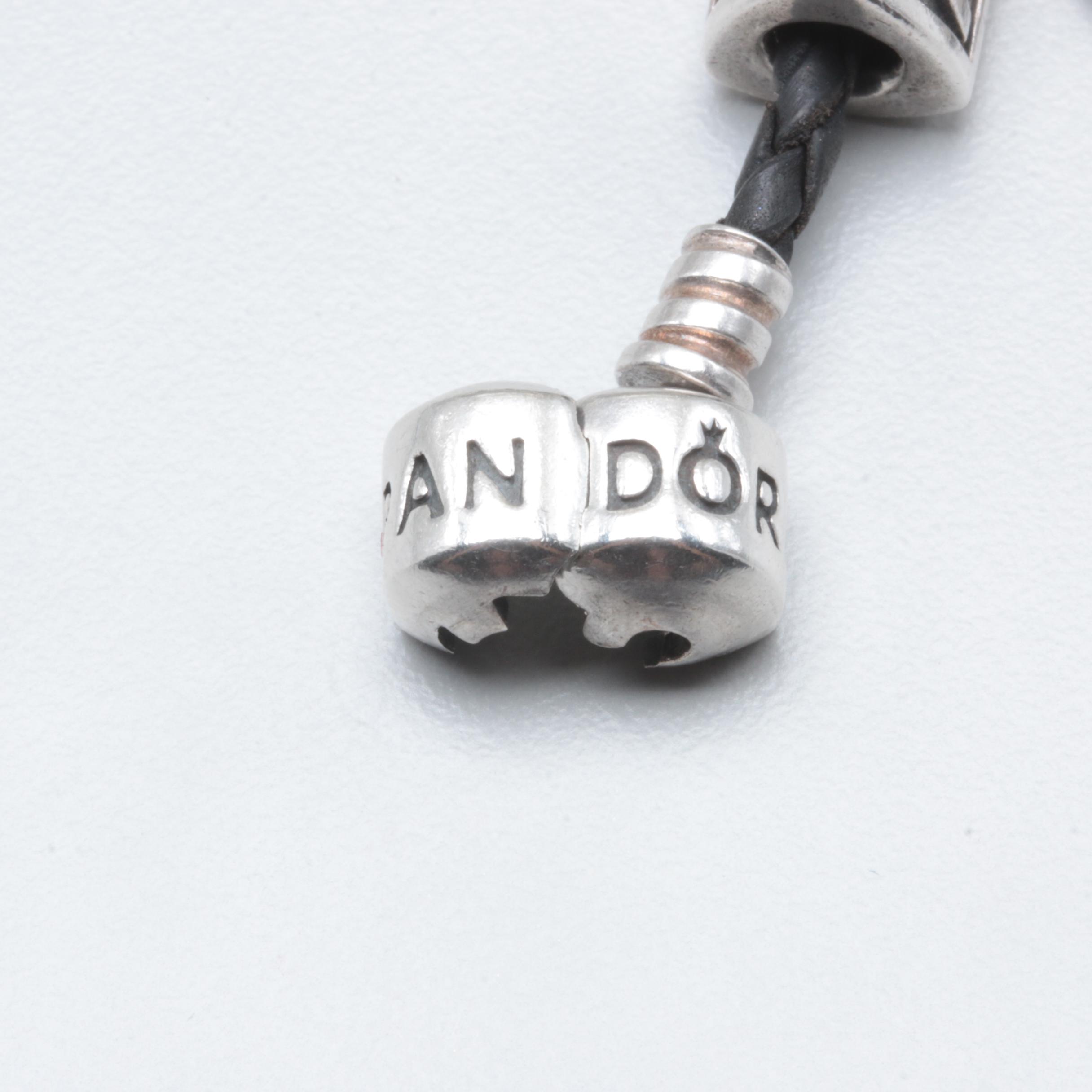 Pandora Sterling Silver and Costume Cubic Zirconia, Enamel and Onyx Bracelet