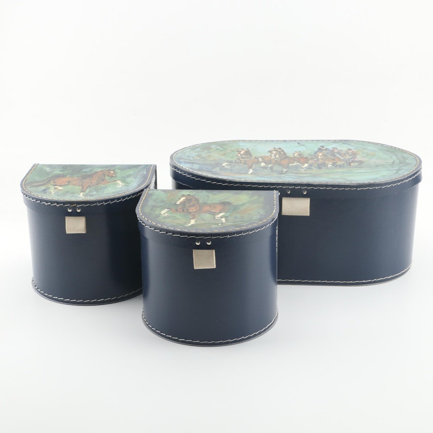 Hand-Painted Faux Leather Nesting Boxes