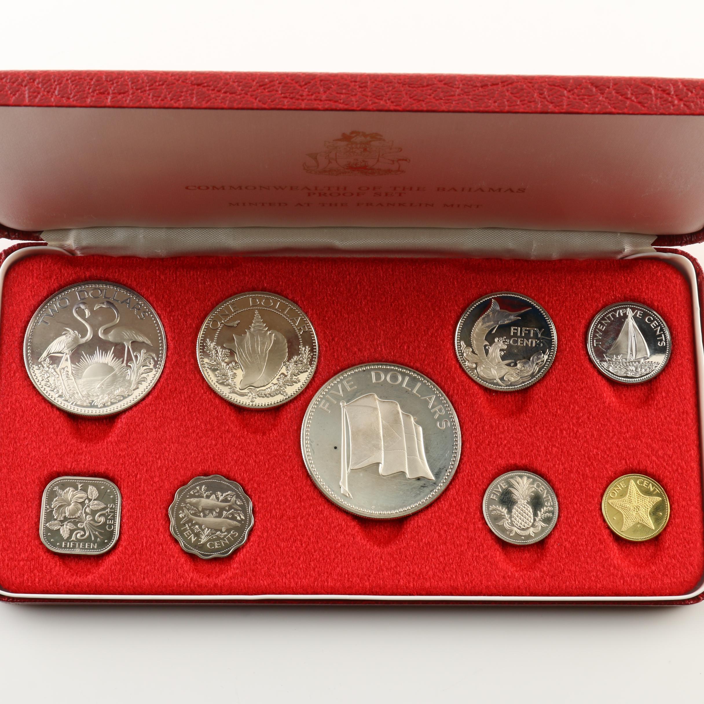 1975 Commonwealth of the Bahamas Proof Coin Set, Including Silver Coins
