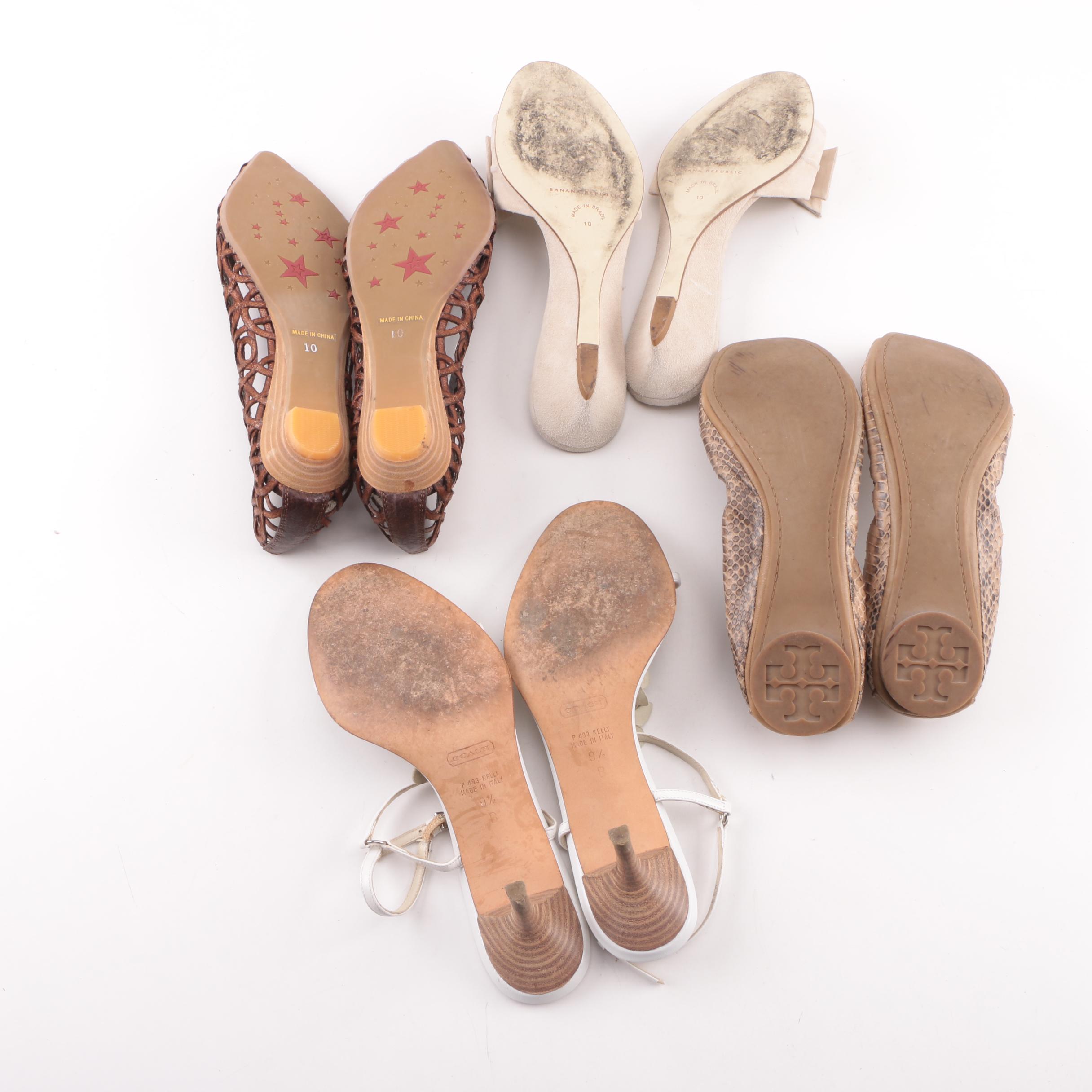 Tory Burch Snakeskin Ballet Flats and Coach Floral Sandals with Others