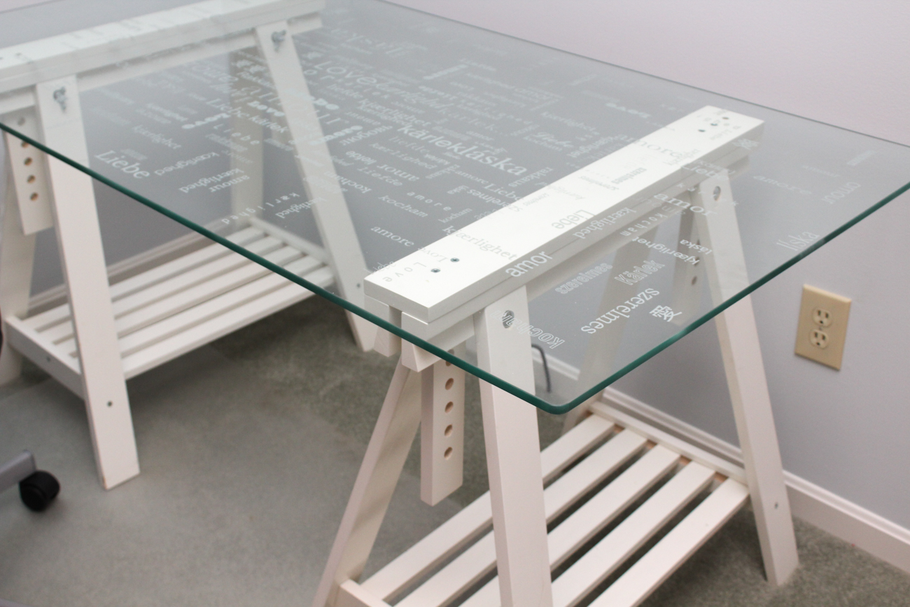 Ikea Vika Glassholm "Love" Desk and Ikea Skruvista Desk Chair