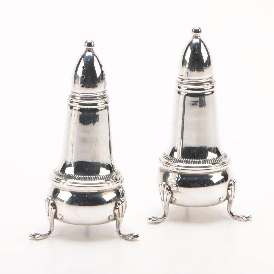 Crown Silver Co. Weighted Sterling Footed Salt and Pepper Shaker Set