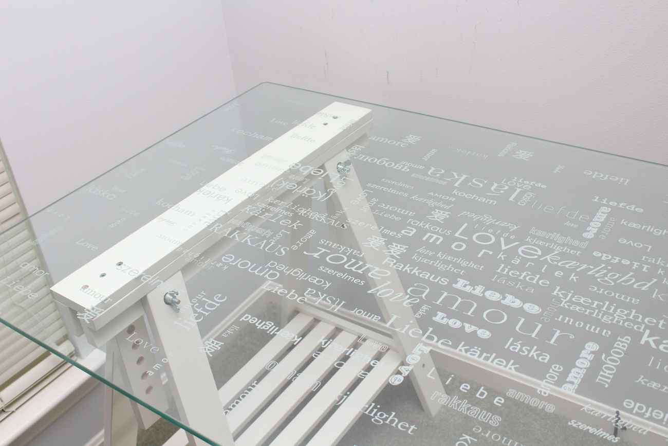 Ikea Vika Glassholm "Love" Desk and Ikea Skruvista Desk Chair