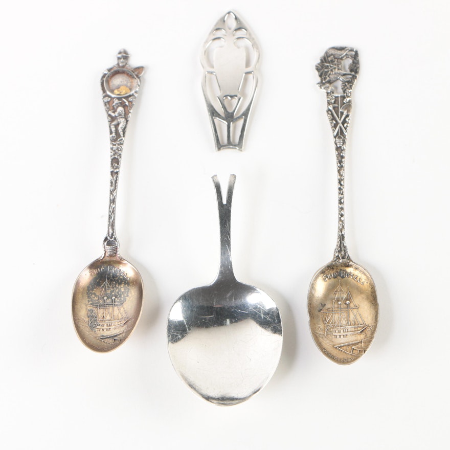 Weidlich Sterling Demitasse Spoon with Sterling California Souvenir Spoons