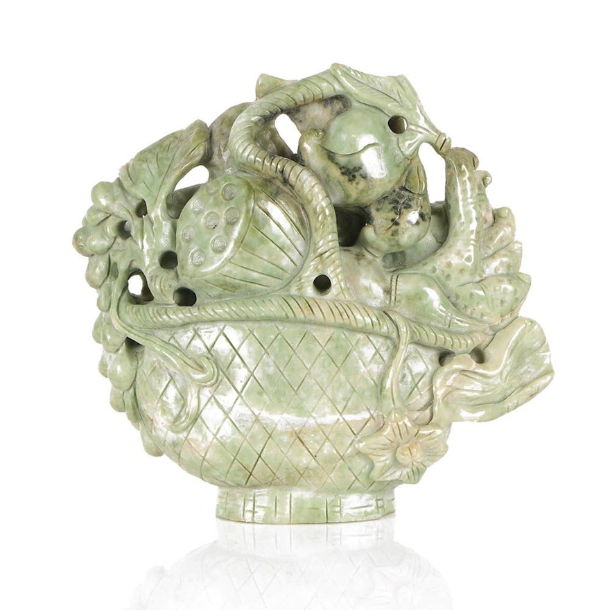 Chinese Nephrite Jade Still Life Sculpture