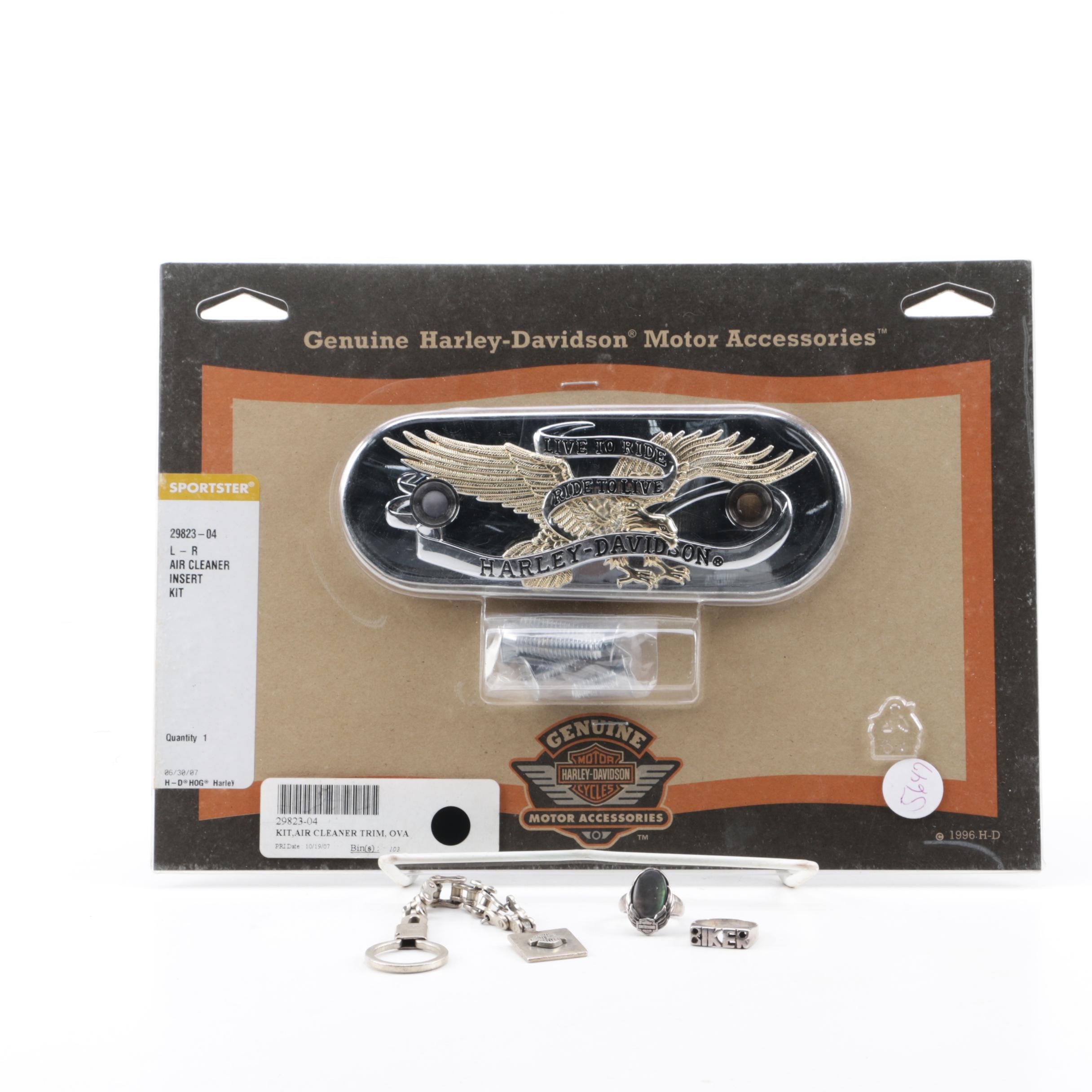 Harley-Davidson Sportster Air Cleaner Insert Kit, Sterling Rings and Key Chain