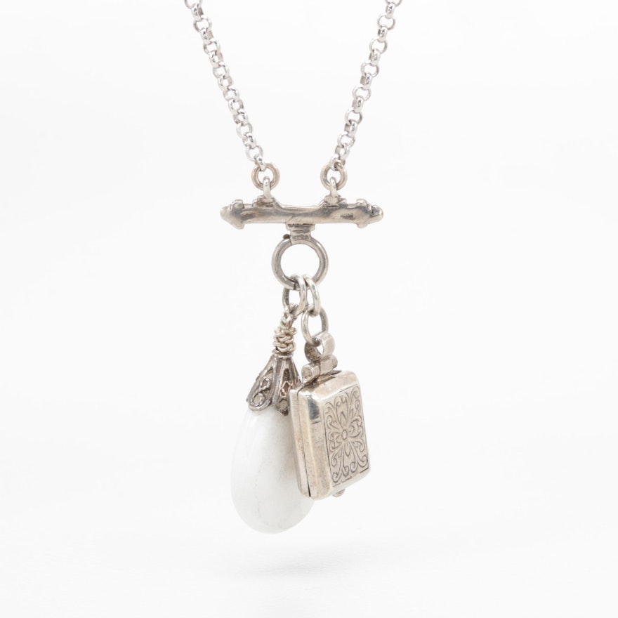Sterling Silver Quartzite Locket Pendant Necklace