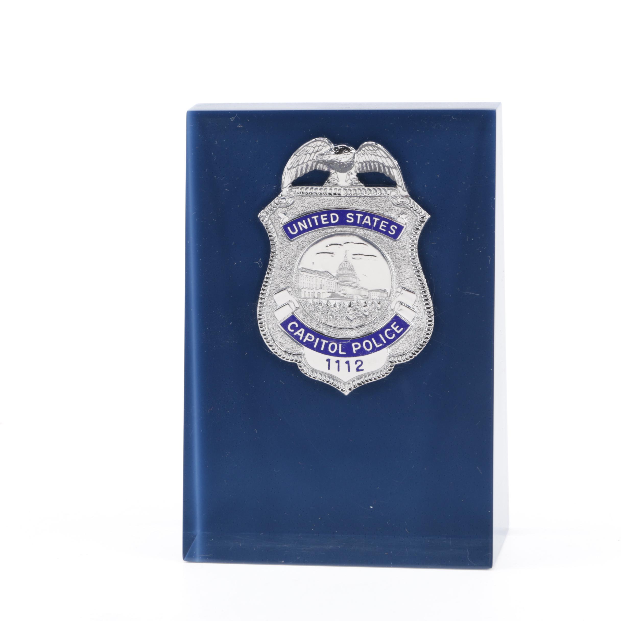 "United States Capitol Police" Badge Paperweight