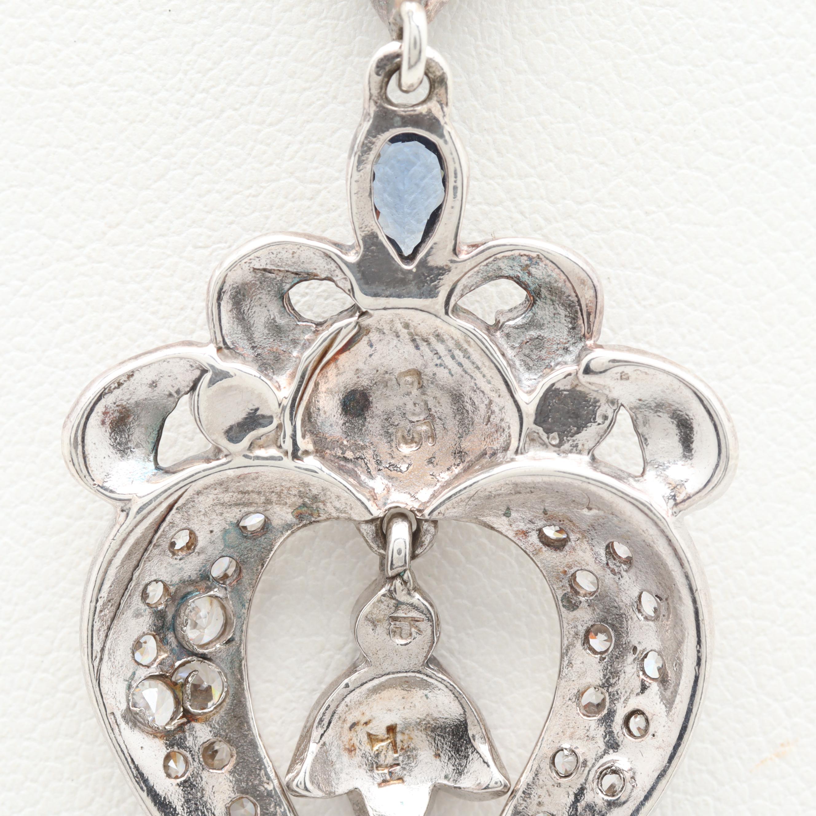 Sterling Silver Iolite, Cubic Zirconia, and Pyrite Necklace