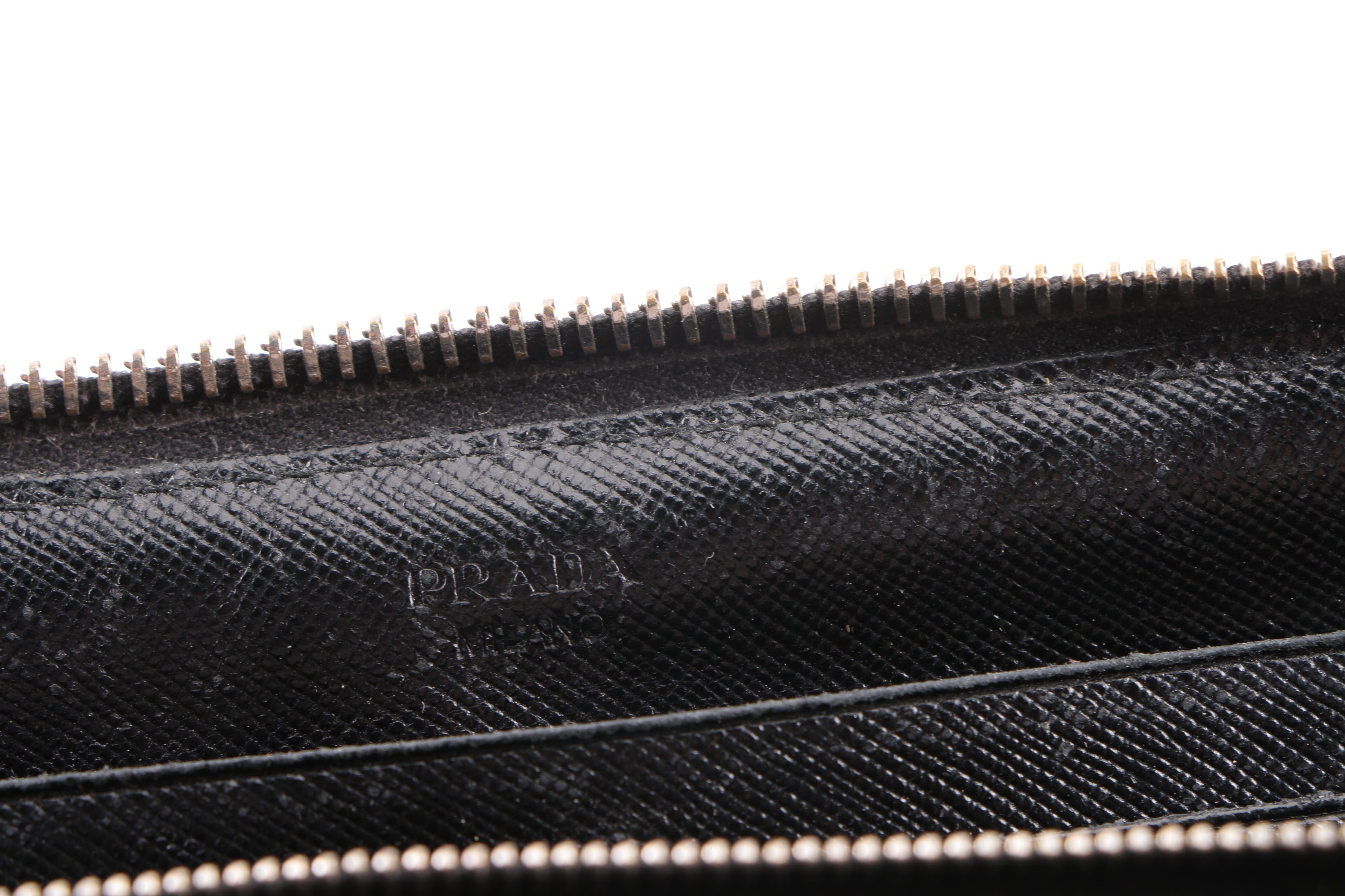 Prada Black Nylon Zip Around Wallet