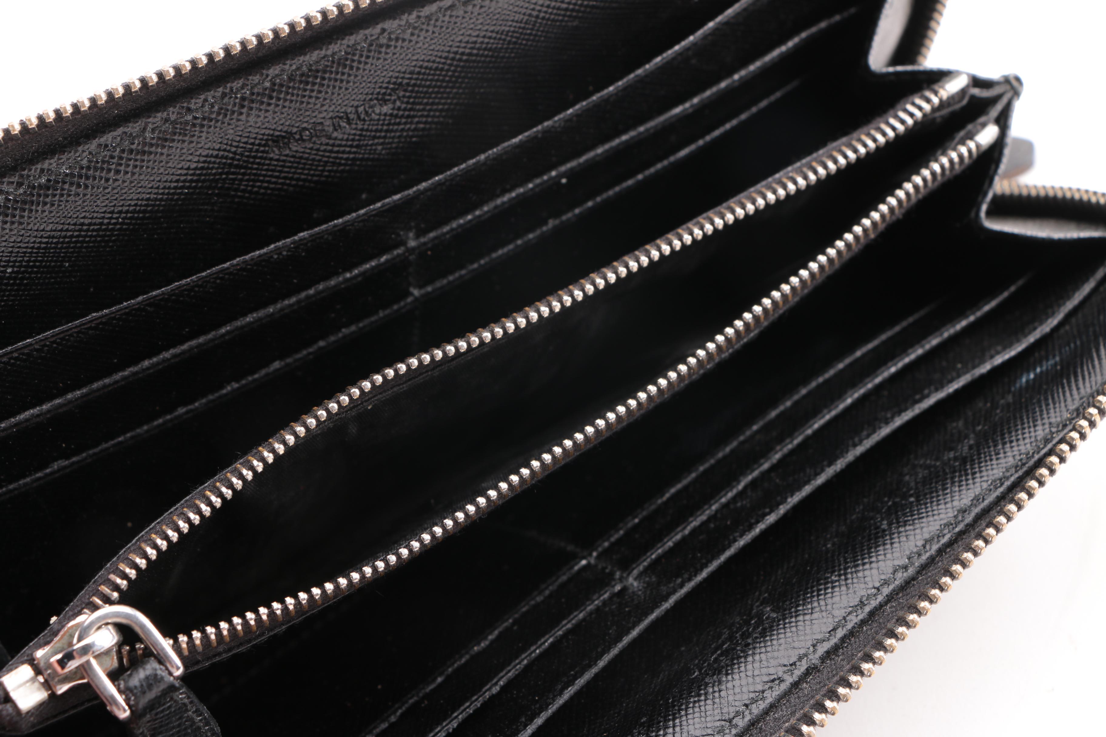 Prada Black Nylon Zip Around Wallet
