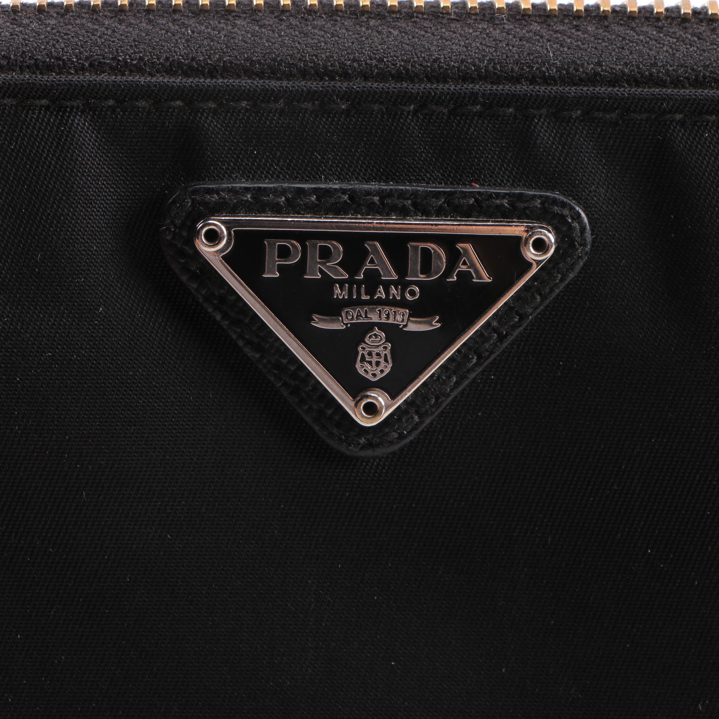 Prada Black Nylon Zip Around Wallet