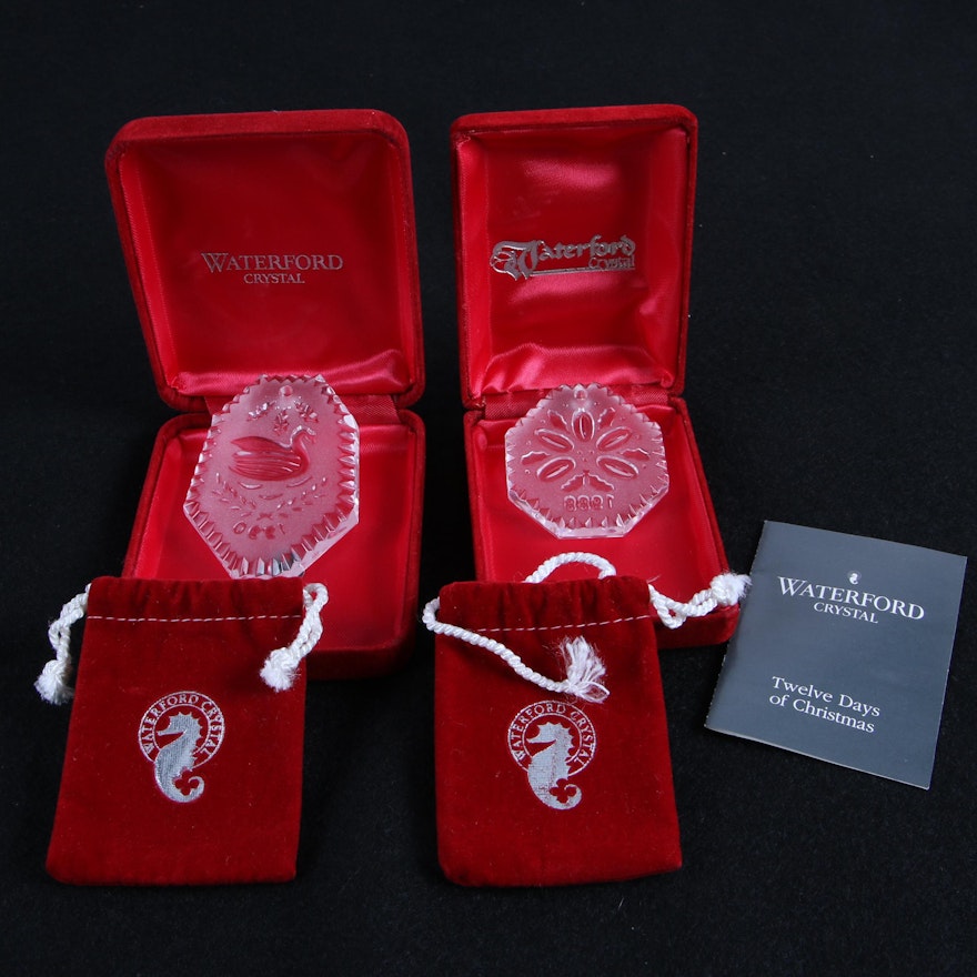 Waterford Crystal "Twelve Days of Christmas" Ornaments, 1988-1990