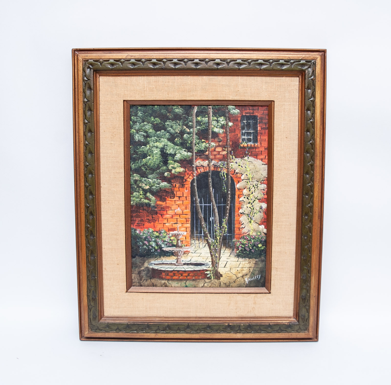 James Hussey Oil Painting of New Orleans Courtyard