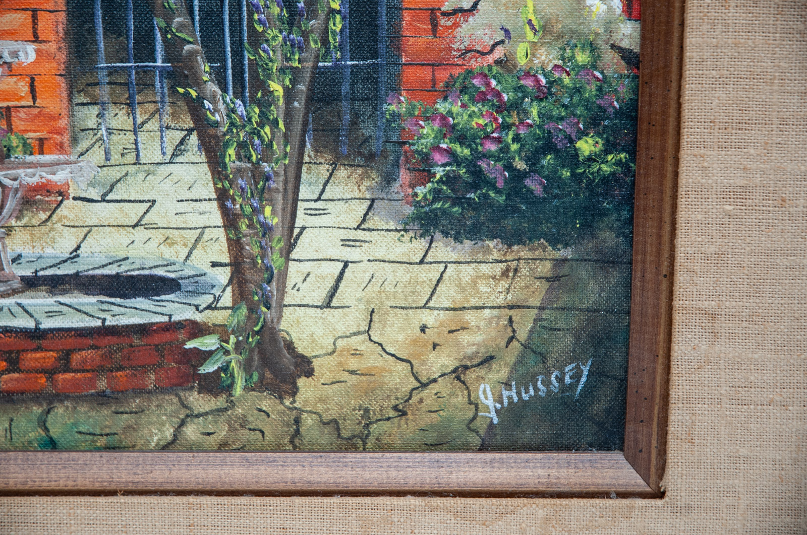 James Hussey Oil Painting of New Orleans Courtyard