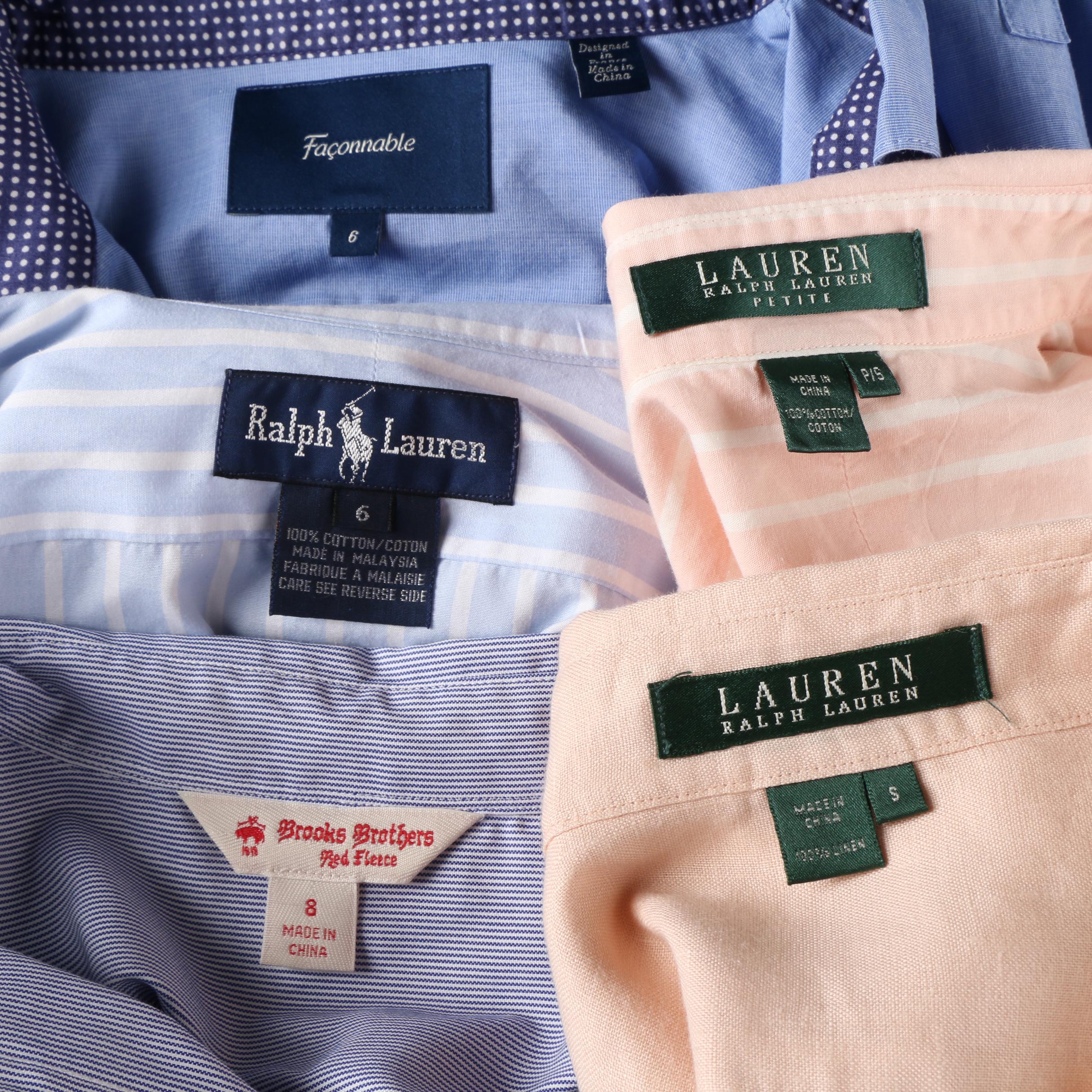 Women's Ralph Lauren, Brooks Brothers and Façonnable Cotton Button-Front Shirts