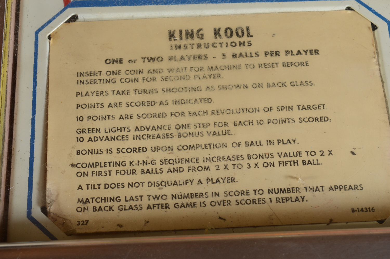 1972 "King Kool" Pinball Machine by Gottlieb
