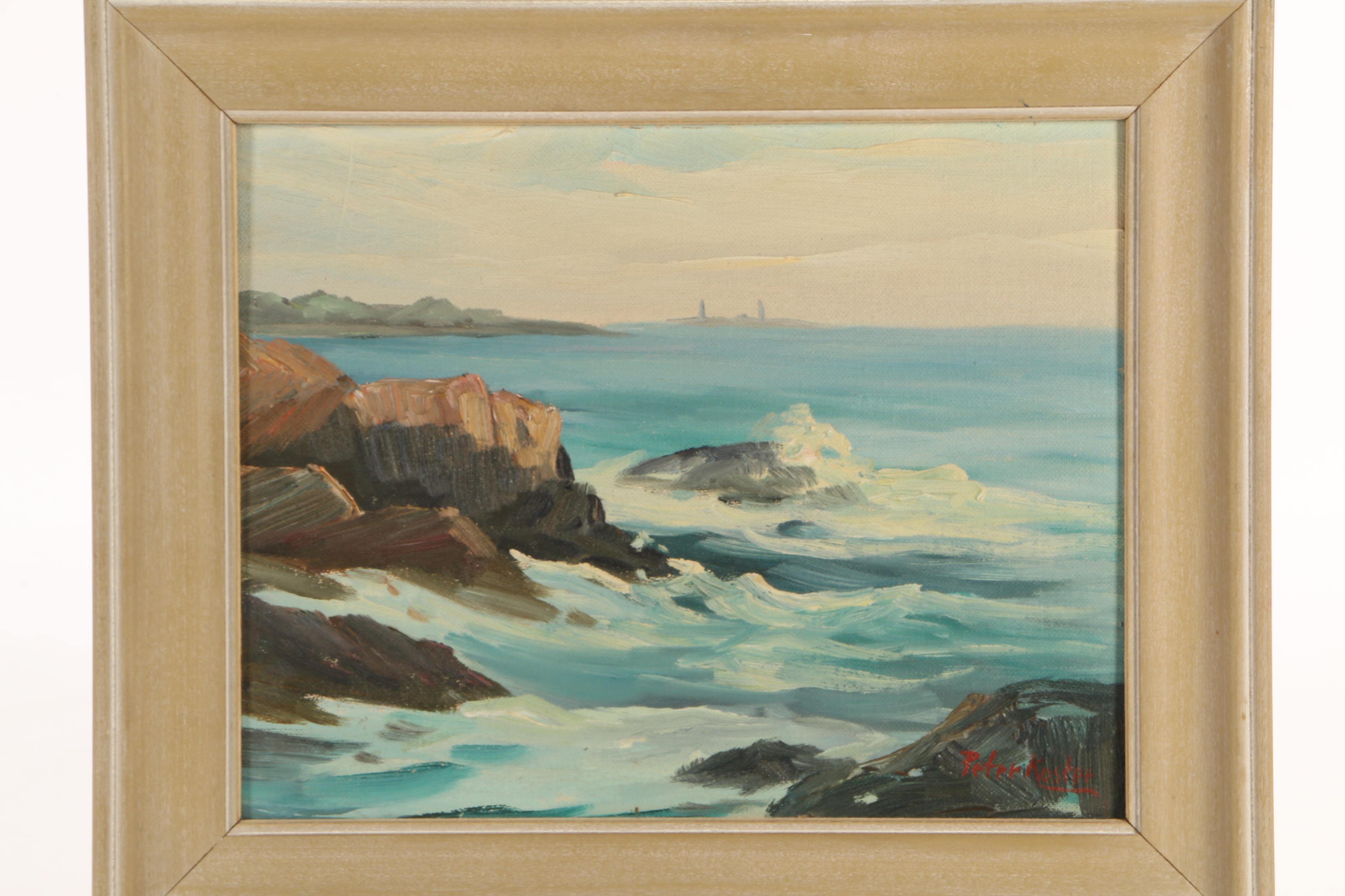 Peter Koster Oil Seascape Painting "Bass Rocks"