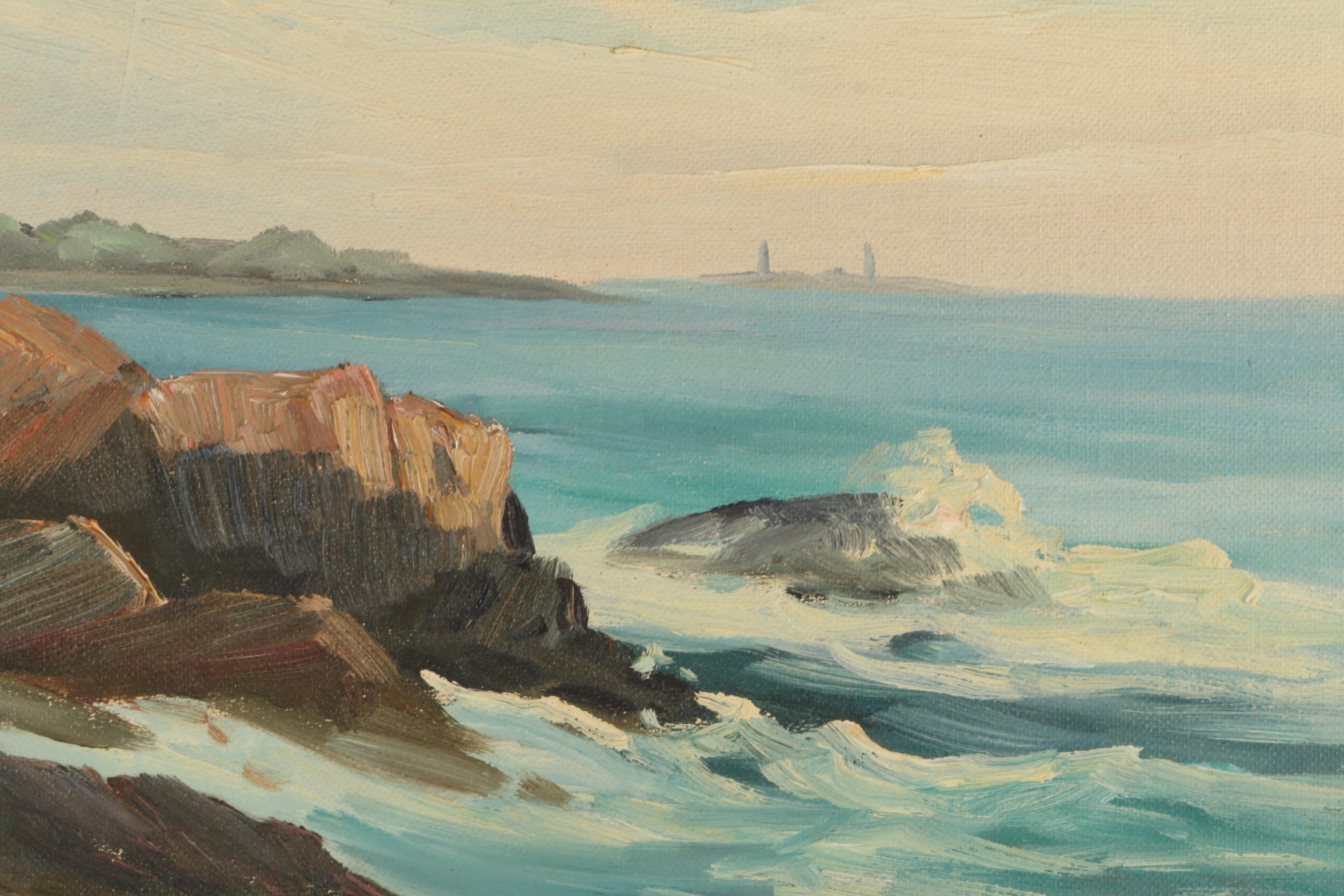 Peter Koster Oil Seascape Painting "Bass Rocks"